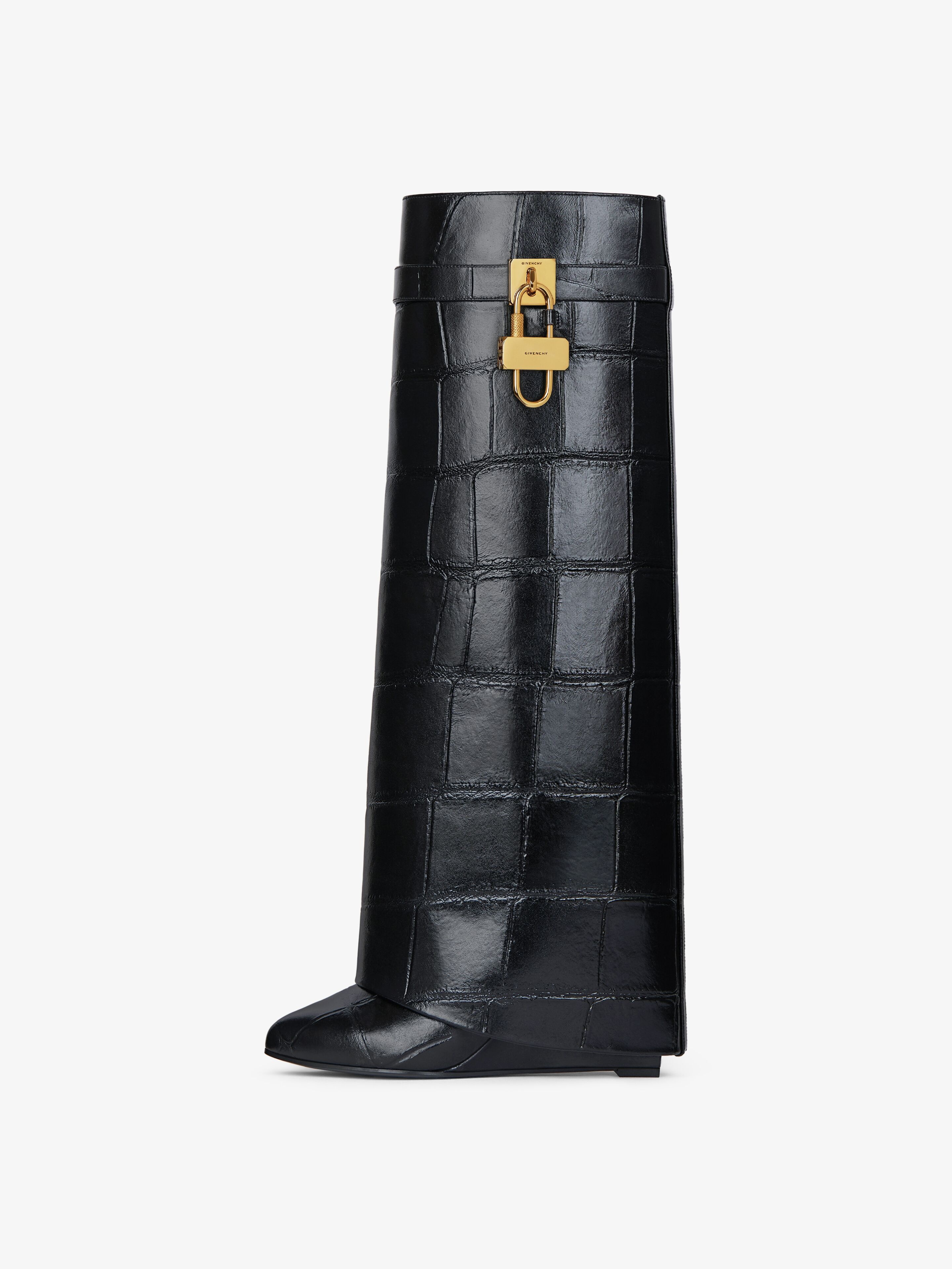 SHARK LOCK BOOTS IN CROCODILE EFFECT LEATHER - 5
