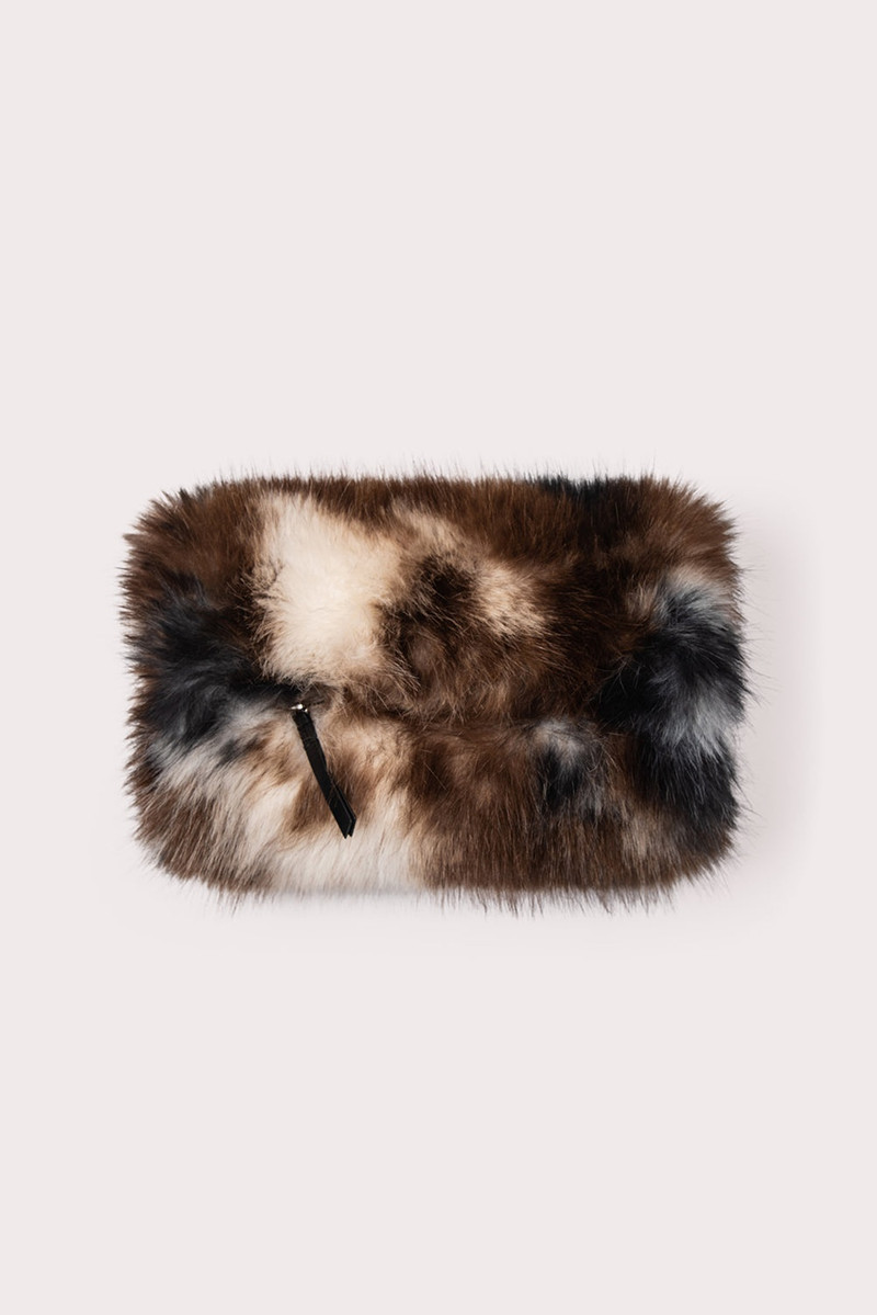 FLETCHER MUFF COW-PRINT FAUX FUR 1