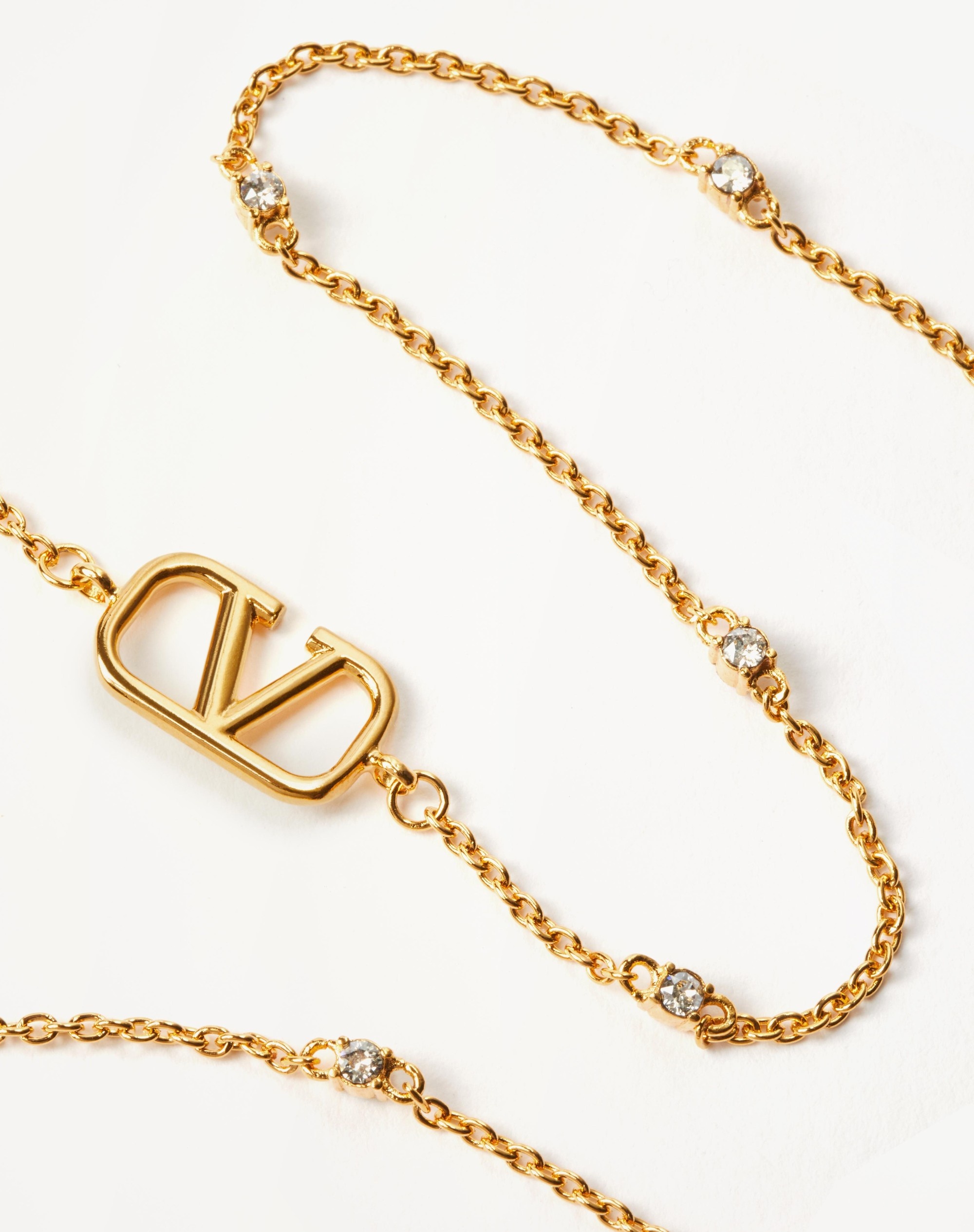 MINI VLOGO SIGNATURE NECKLACE IN METAL AND SWAROVSKI® CRYSTALS - 4