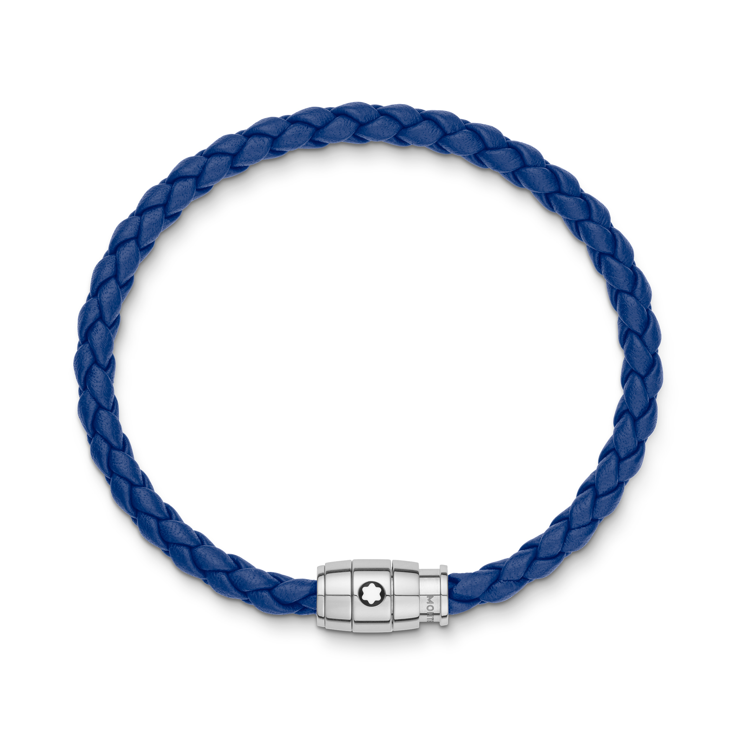 Bracelet Steel 3 rings closing and Blue leather - 2