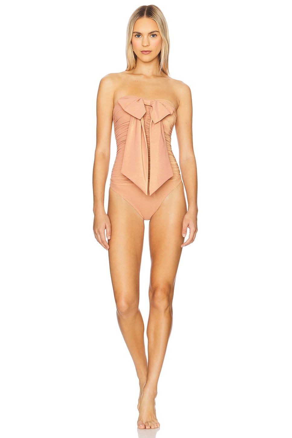 Coco Metallic Drape Bow One Piece Swimsuit - 1
