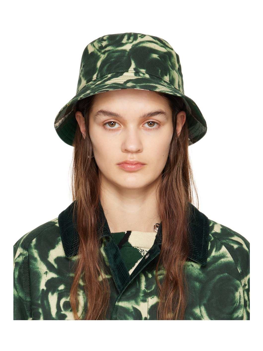 Green Rose Waxed Cotton Bucket Hat - 1