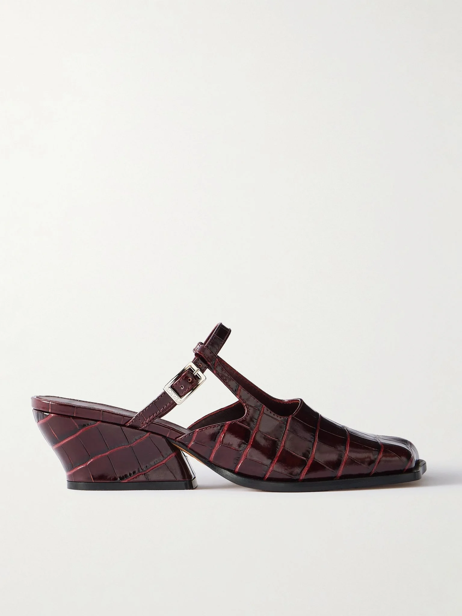 Onda croc-effect leather mules Burgundy - 1