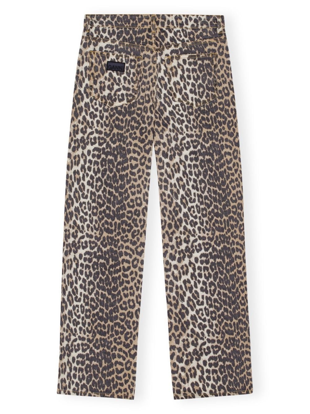 leopard print denim trousers - 5