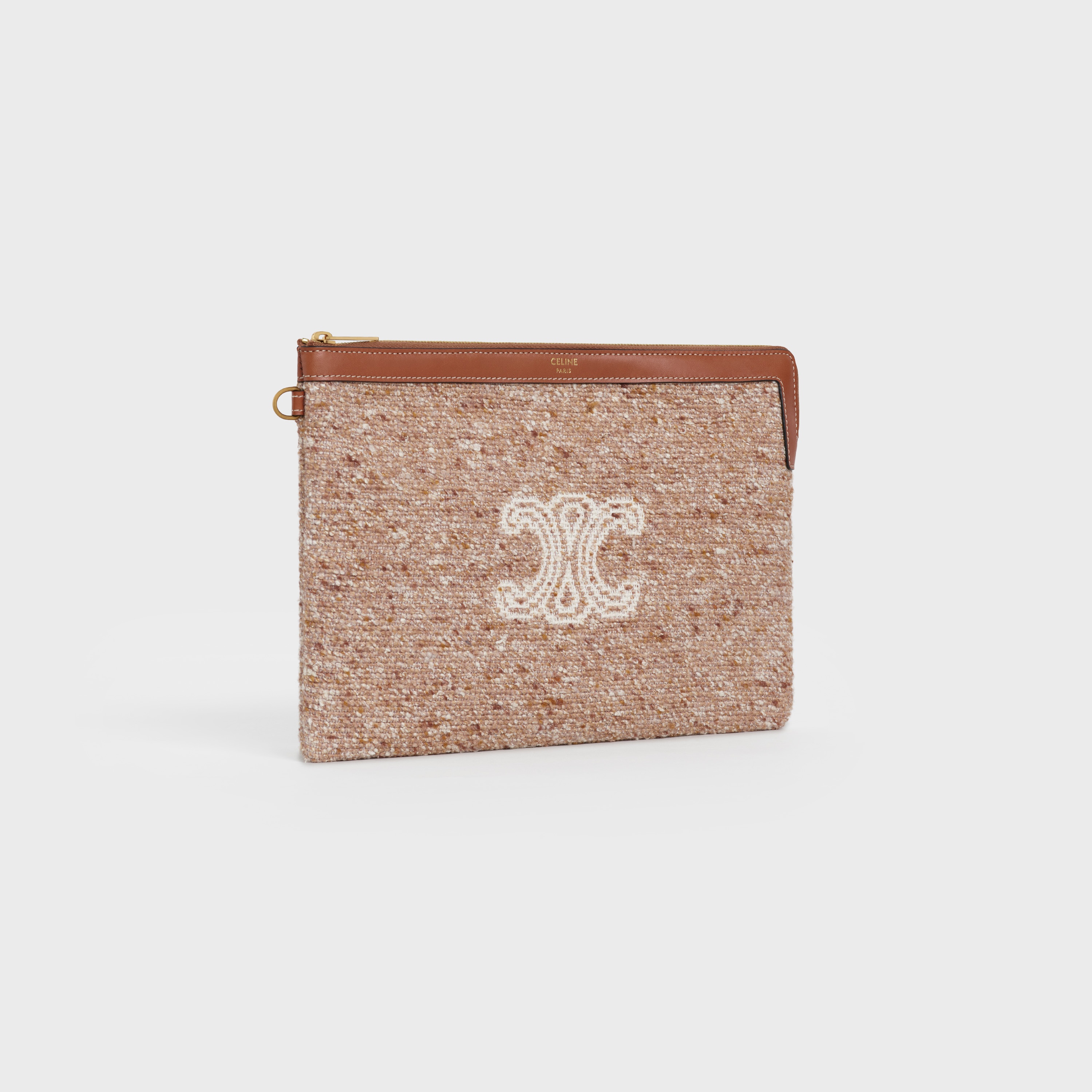 POUCH WITH STRAP IN JACQUARD RUSTIC AND NATURAL CALFSKIN - 2