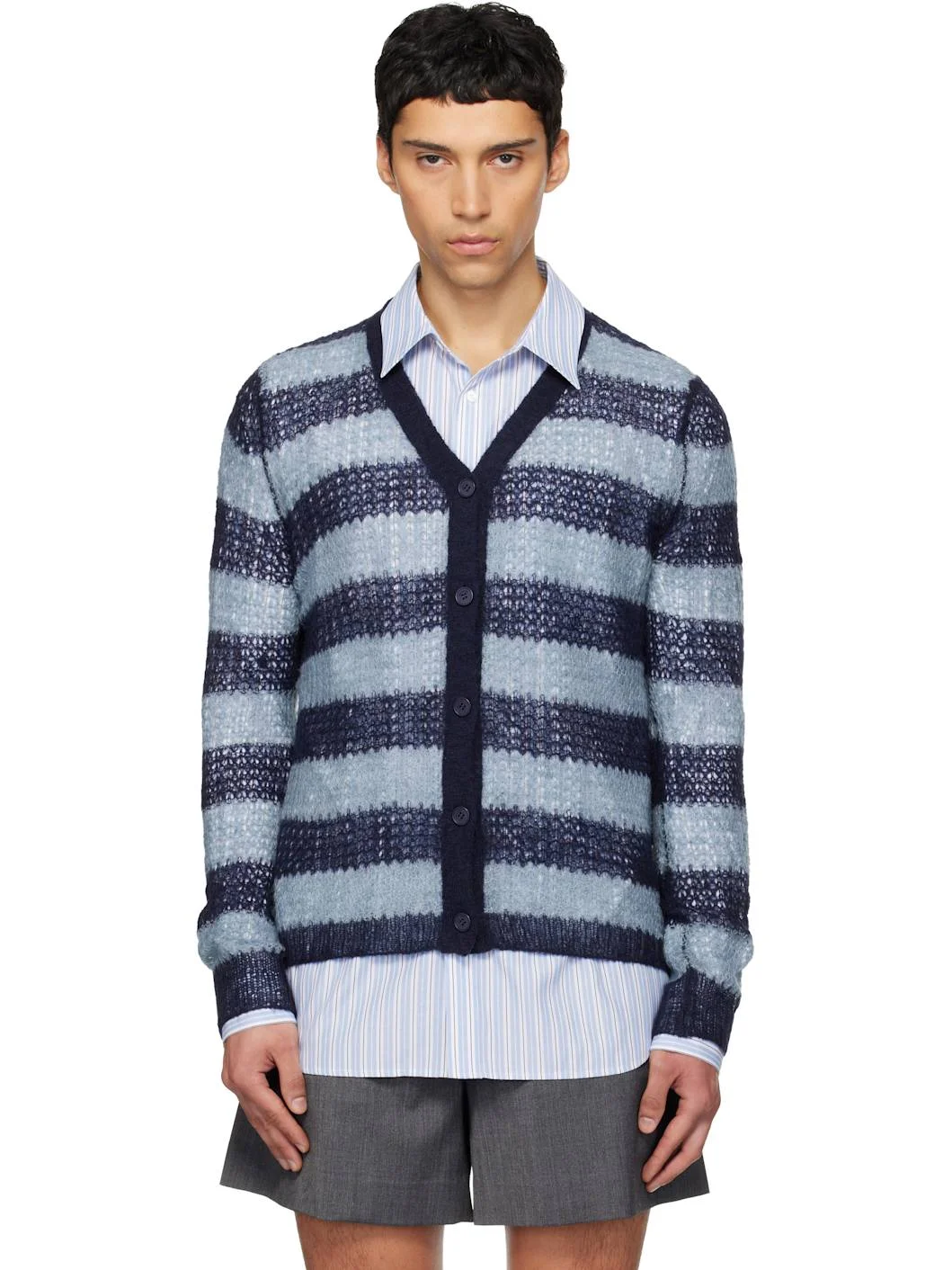 Blue Striped Cardigan - 1