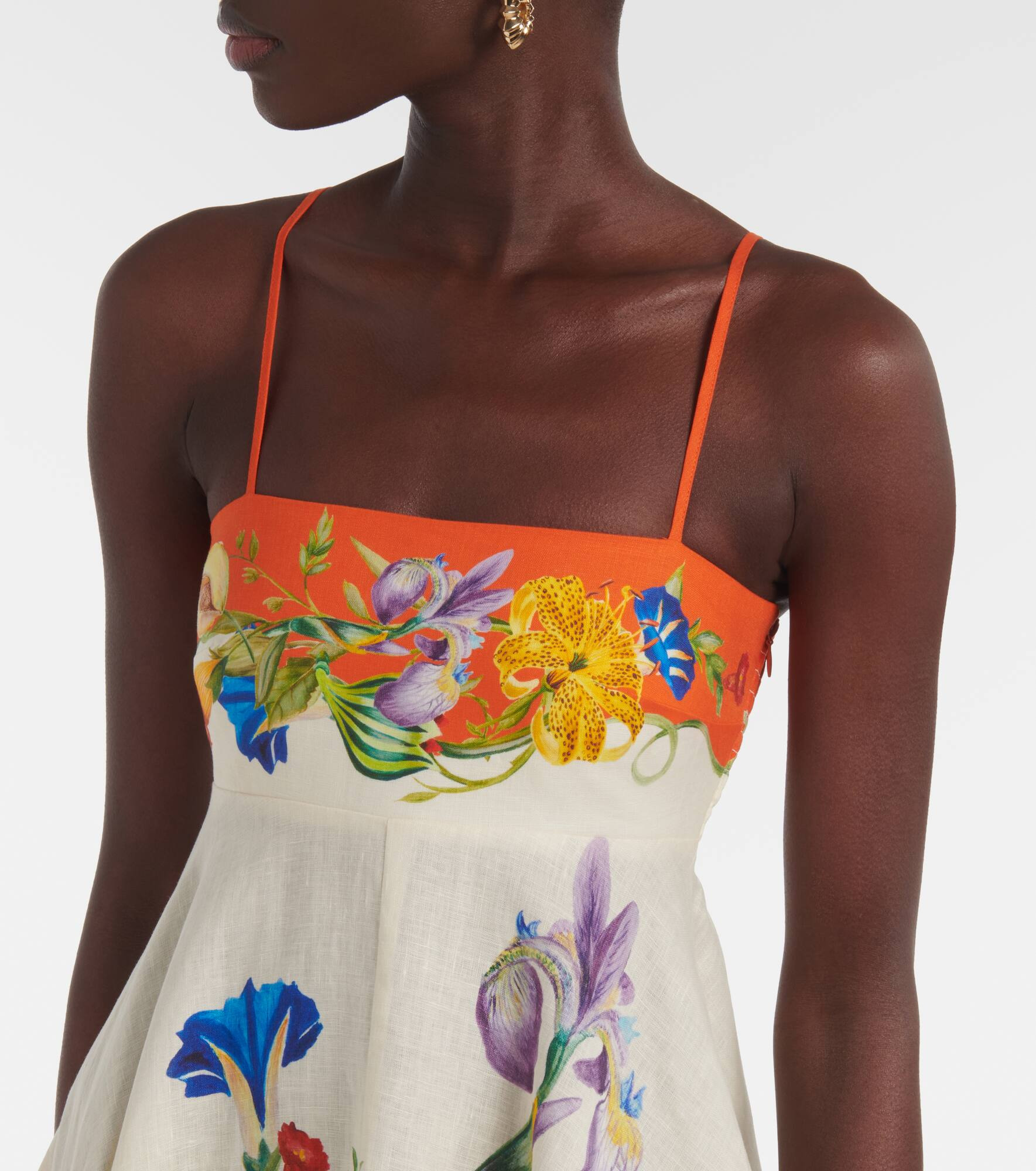Flores floral linen midi dress - 4