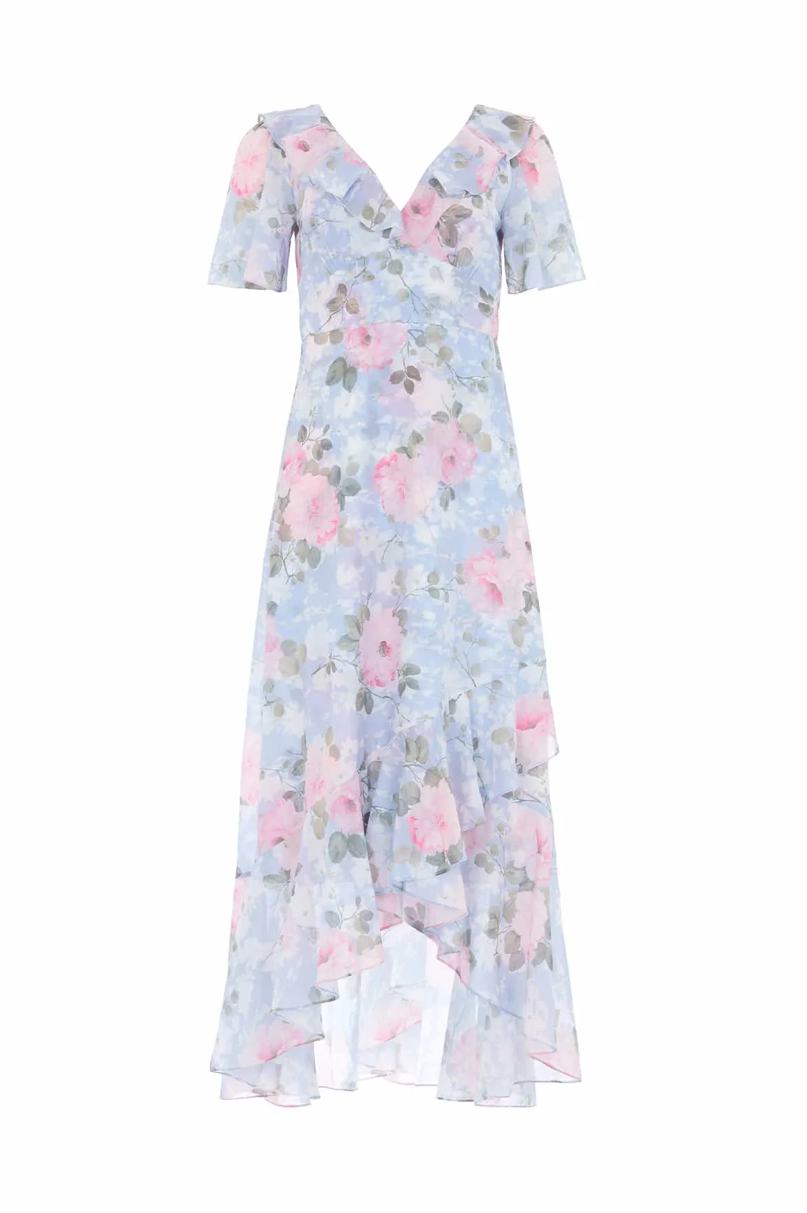 Camille's Garden Chiffon V-Neck Ankle Gown - 1