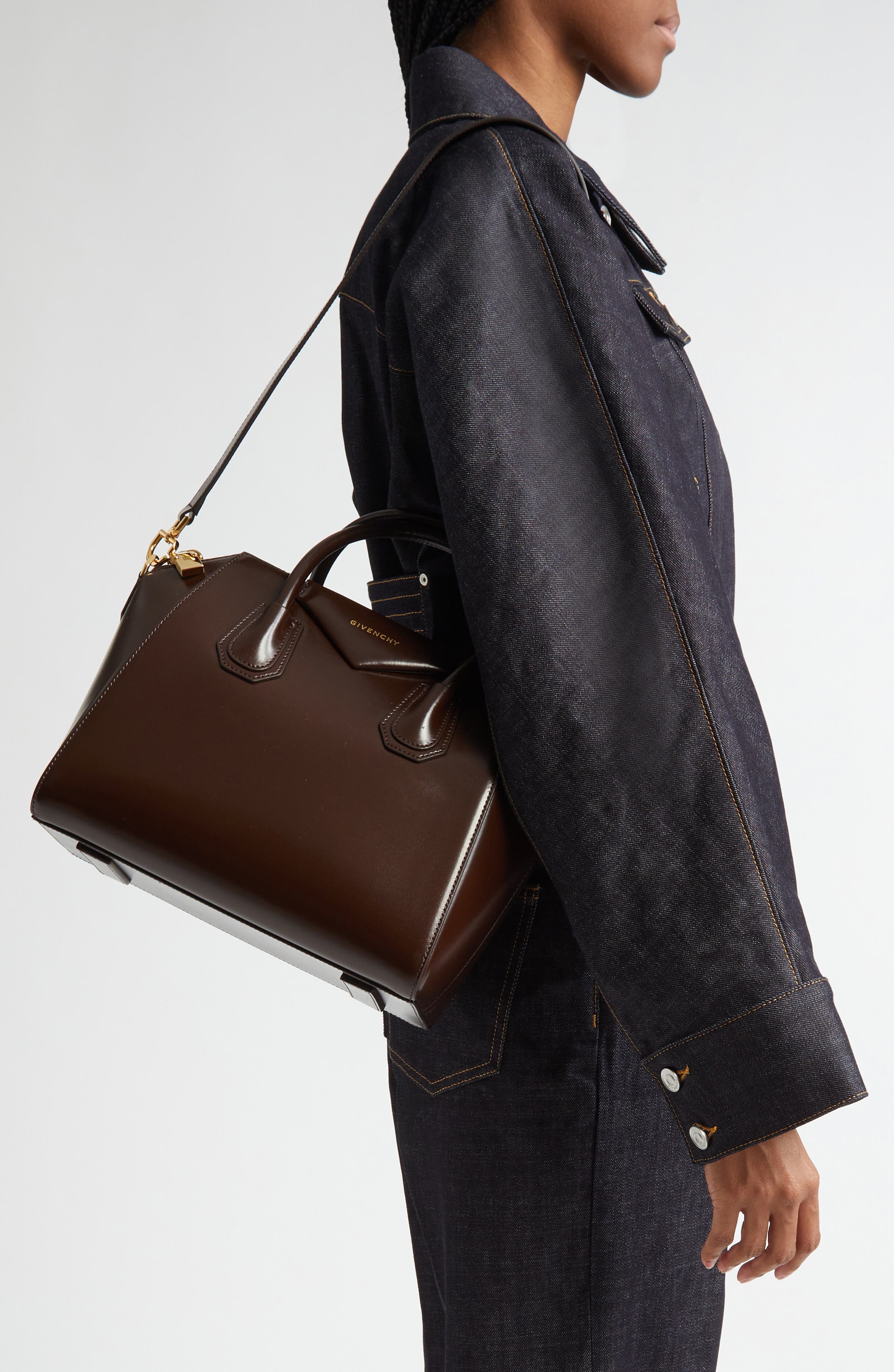 Givenchy Small Antigona Leather Satchel in Ebony Brown at Nordstrom - 2