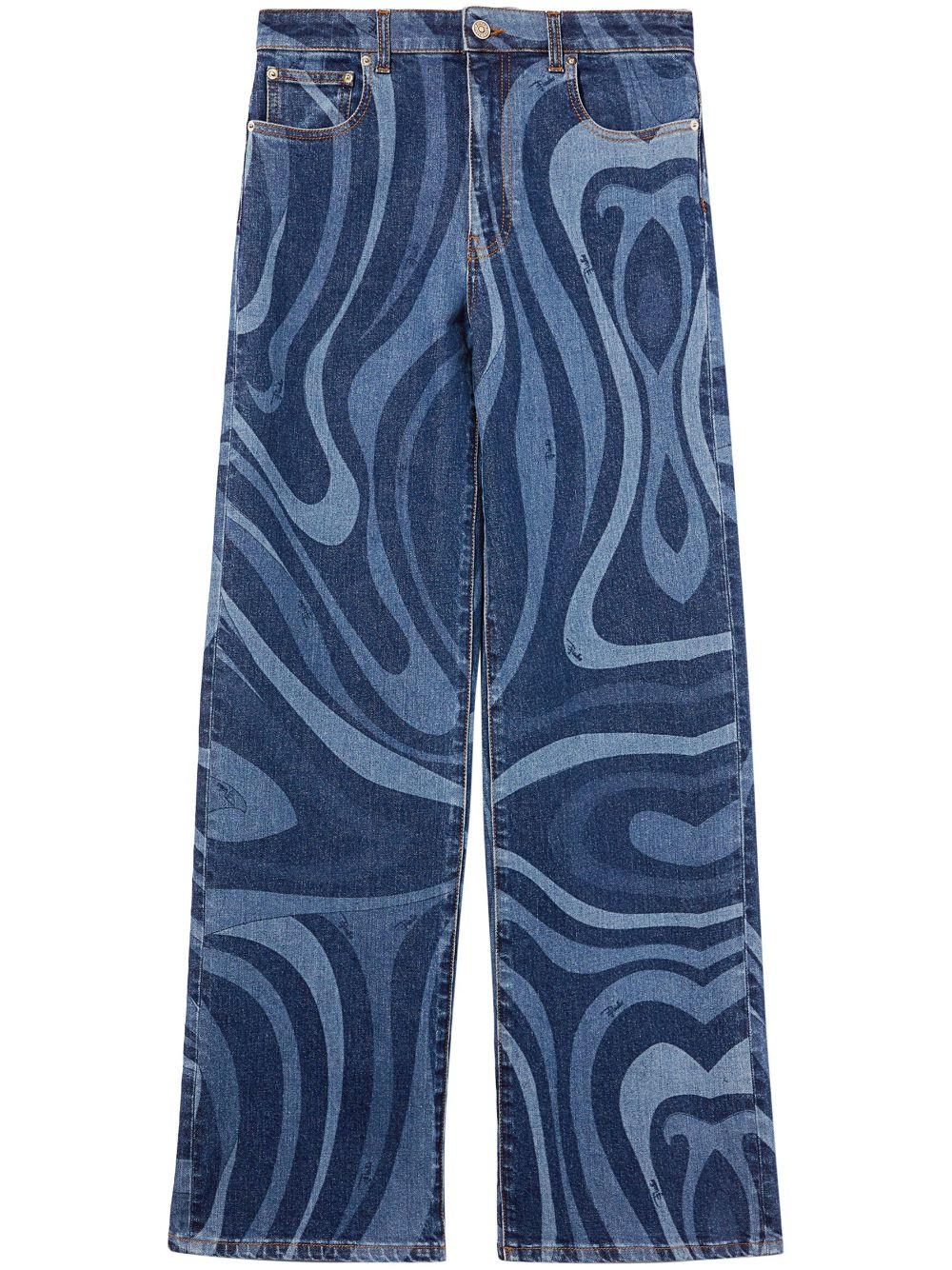 abstract-print wide-leg jeans - 1