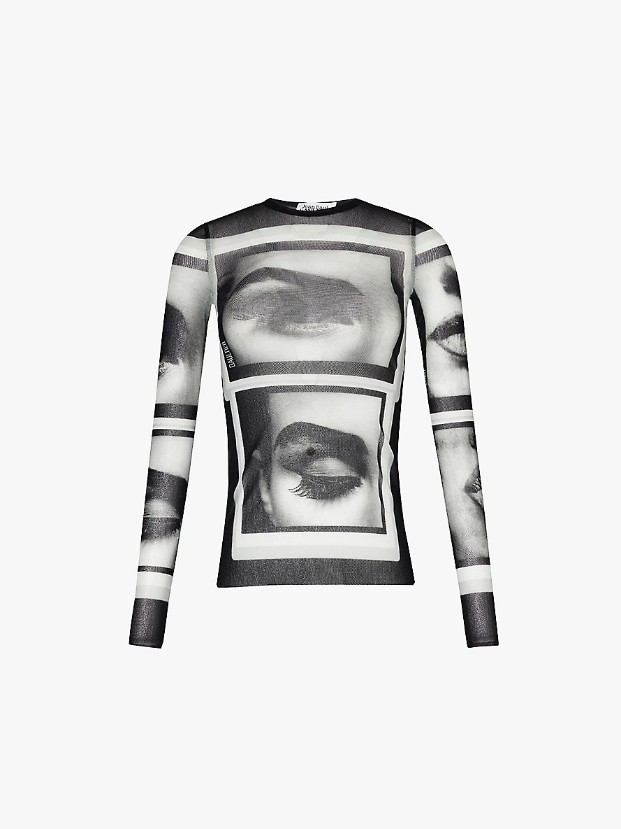 Eyes and Lips graphic-print mesh top - 1