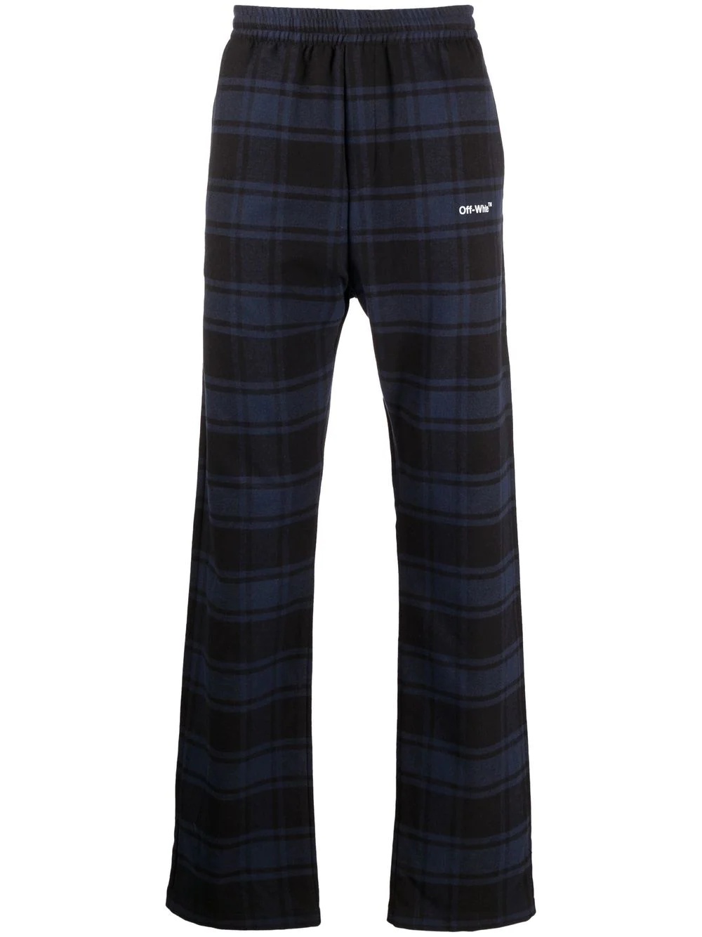 check-print flannel trousers - 1