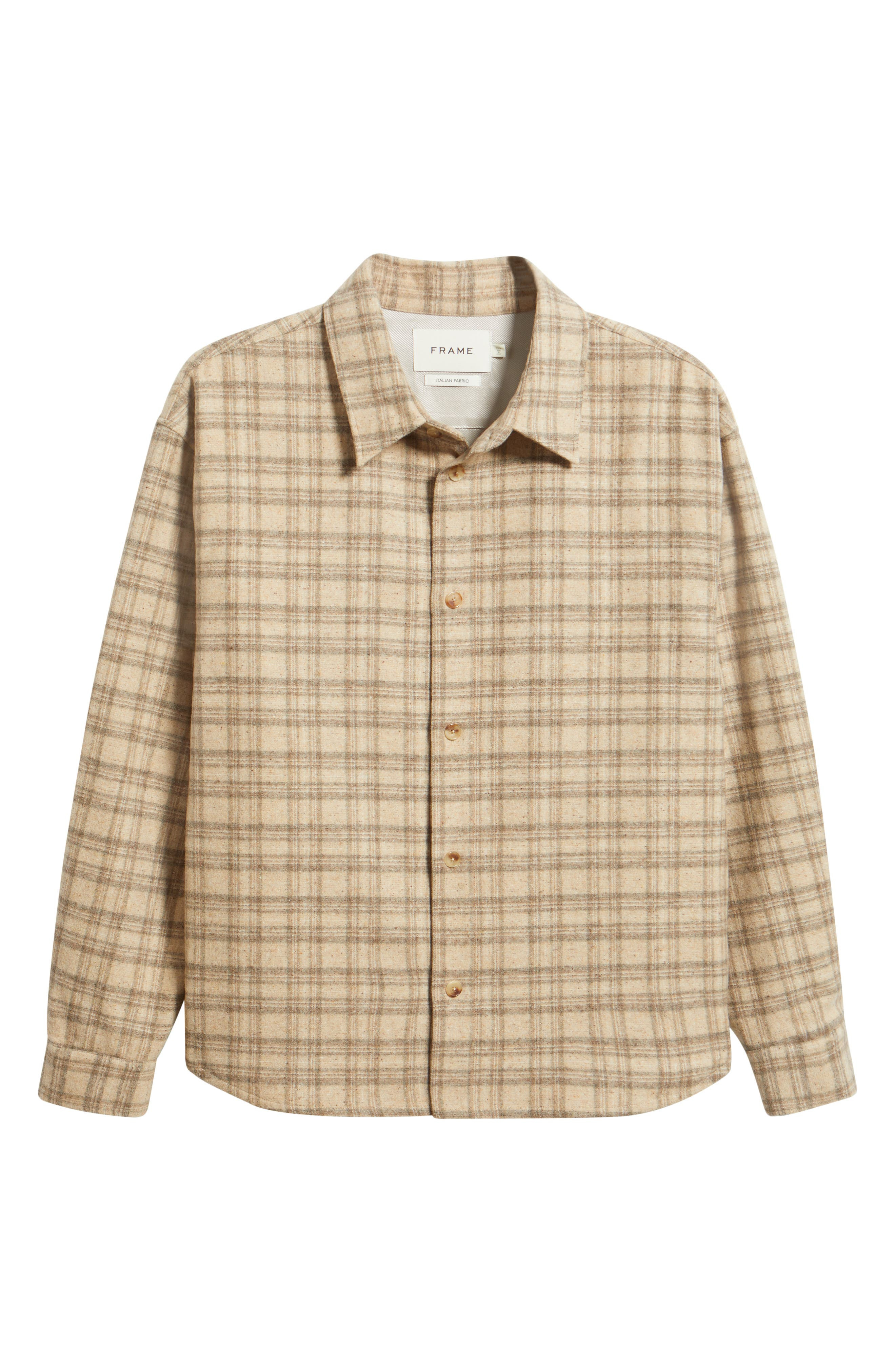 FRAME Plaid Wool Blend Overshirt in Beige Multi at Nordstrom - 6