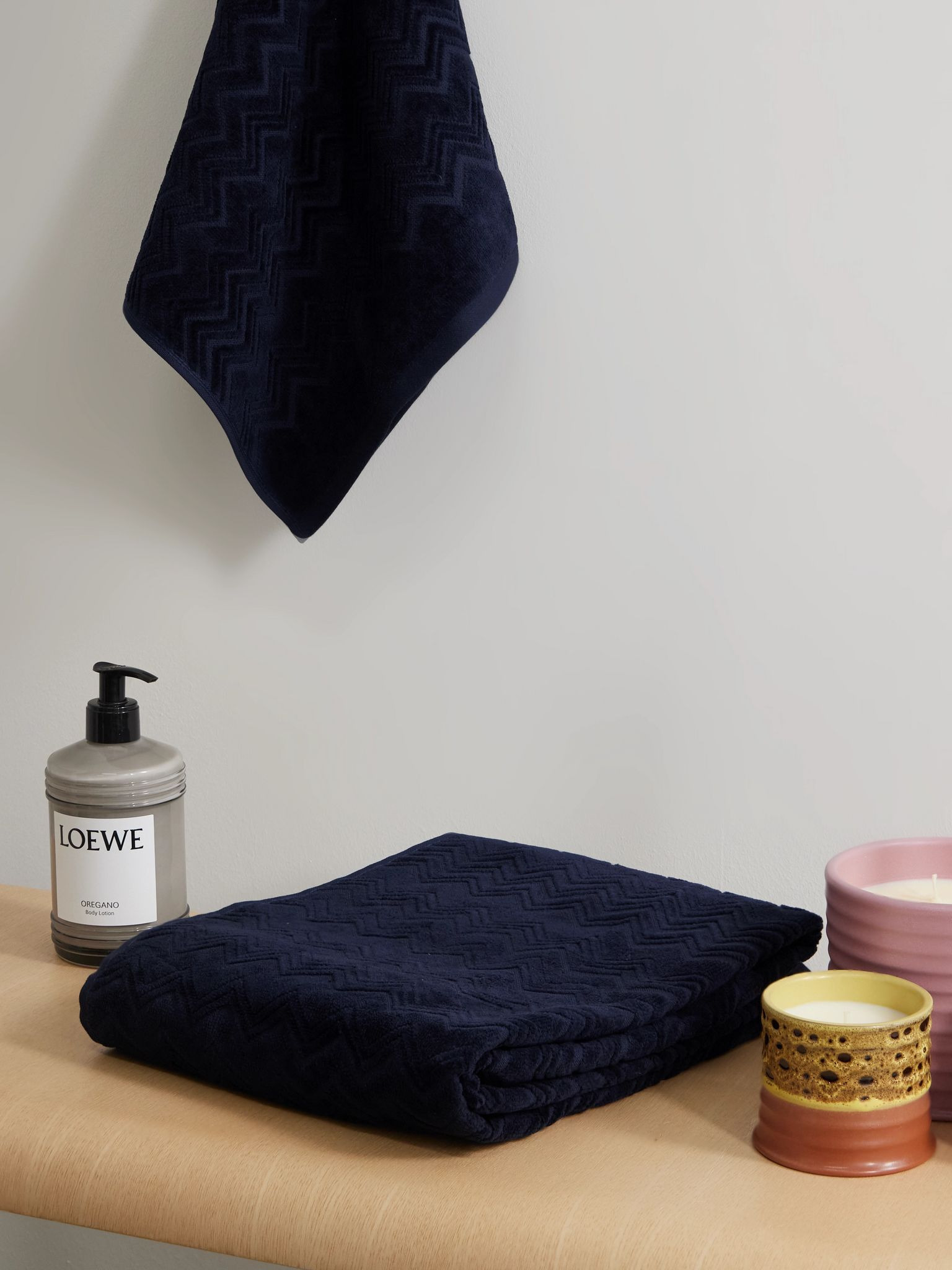 Chalk set of two cotton-terry jacquard towels Midnight blue - 2