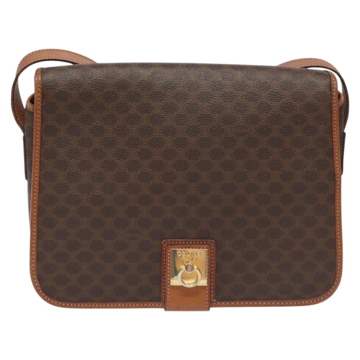 CELINE Macadam Canvas Shoulder Bag Pvc Leather Brown - 13