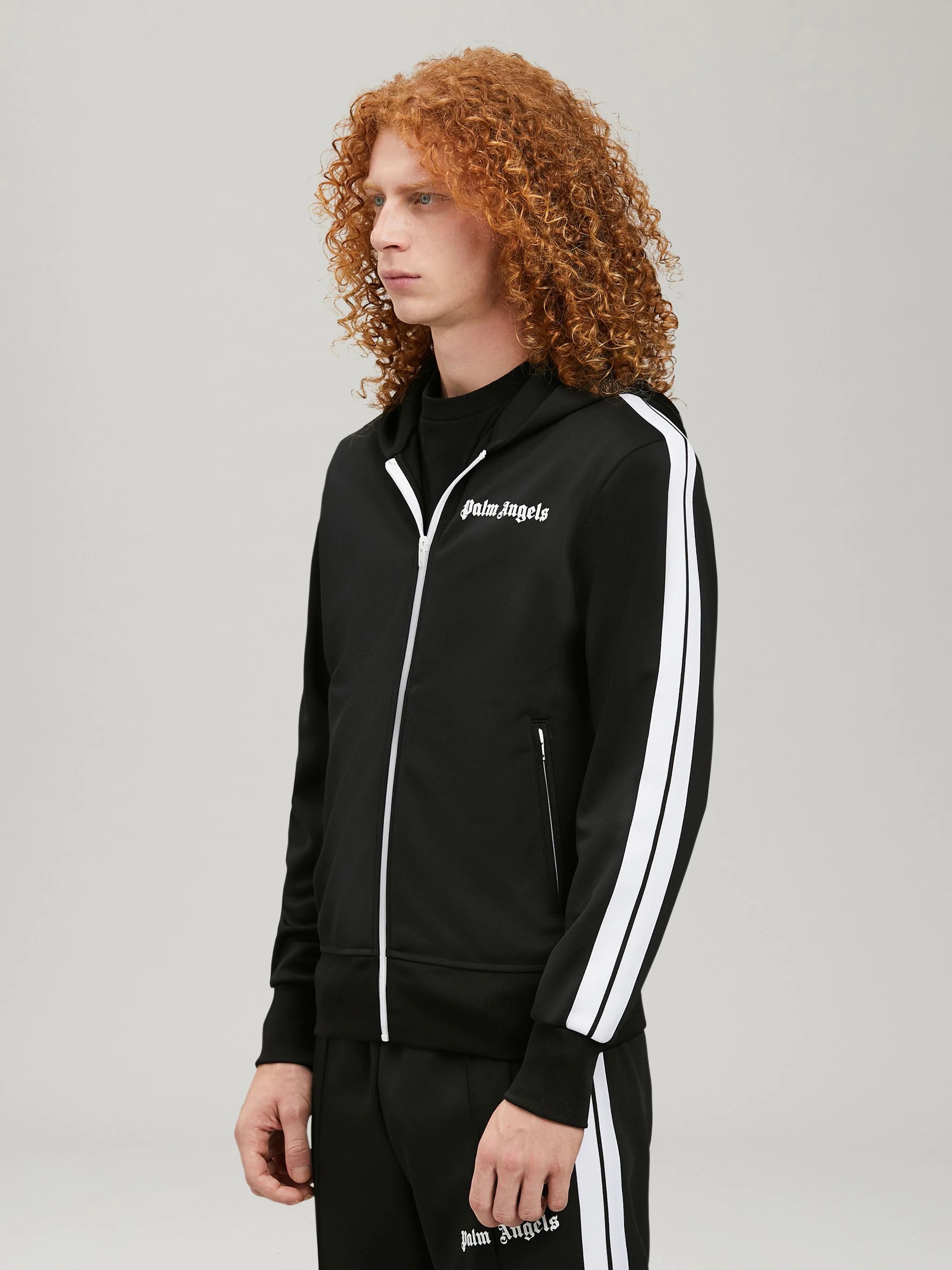 BLACK HOODY TRACK JACKET - 4