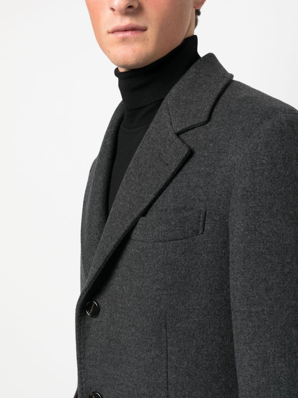 double-flap pocket wool-blend coat - 5