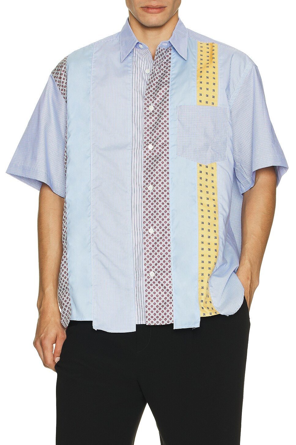 Check And Multi Fabrics Shirt - 4