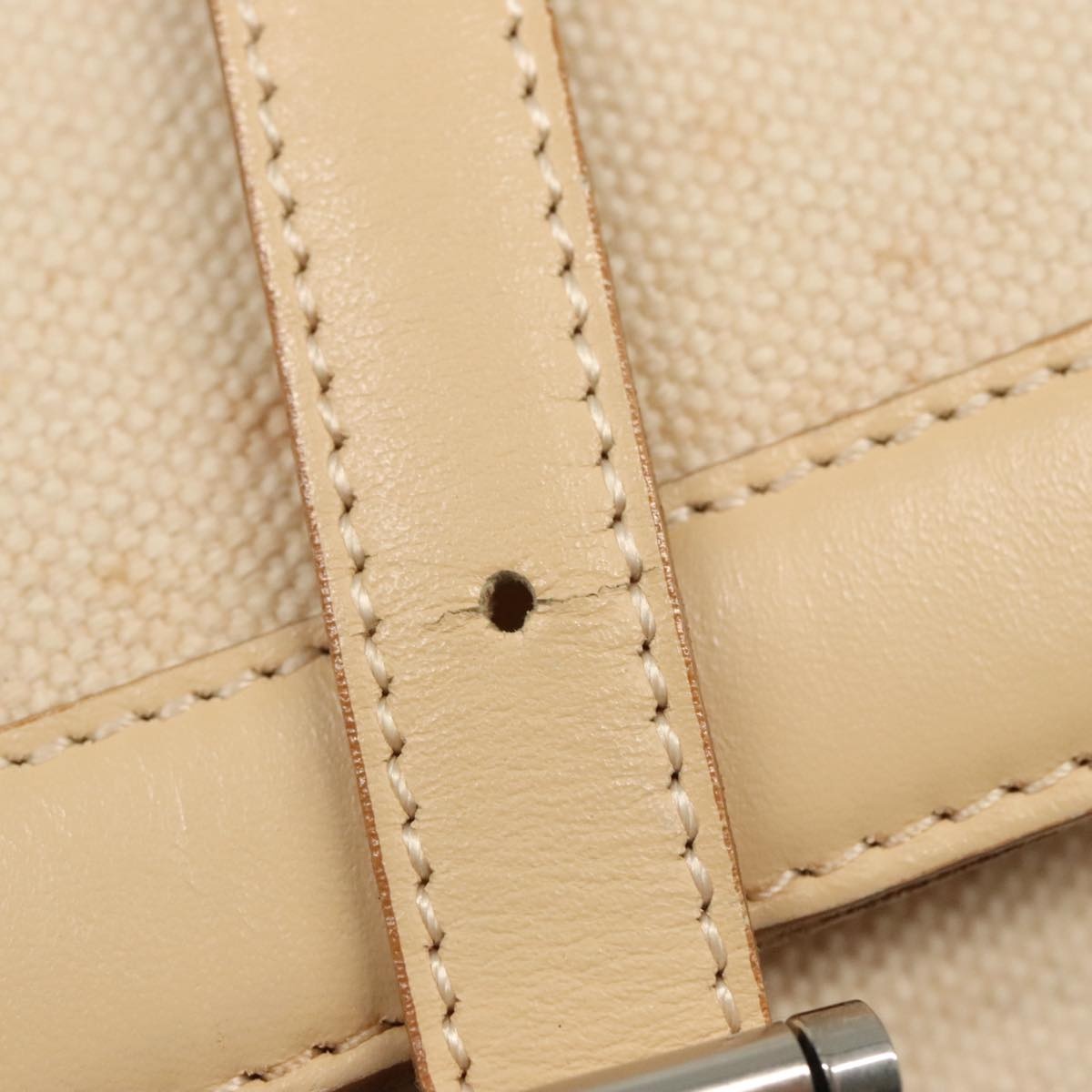 Burberry Hand Bag Canvas Leather White Beige Silver - 9