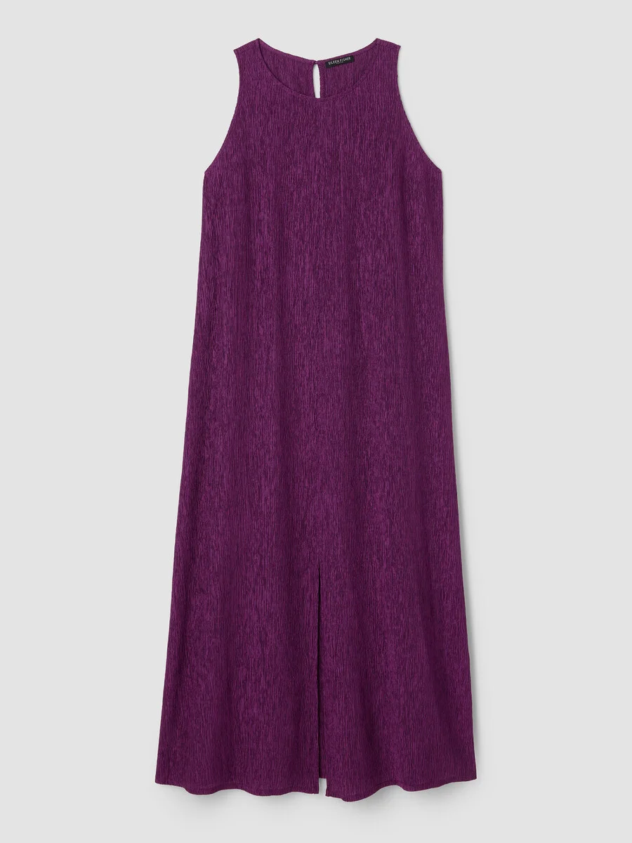 Woven Plissé Round Neck Dress - 1