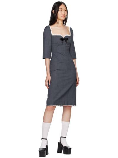 SHUSHU/TONG Gray Beaded Bow Midi Dress outlook
