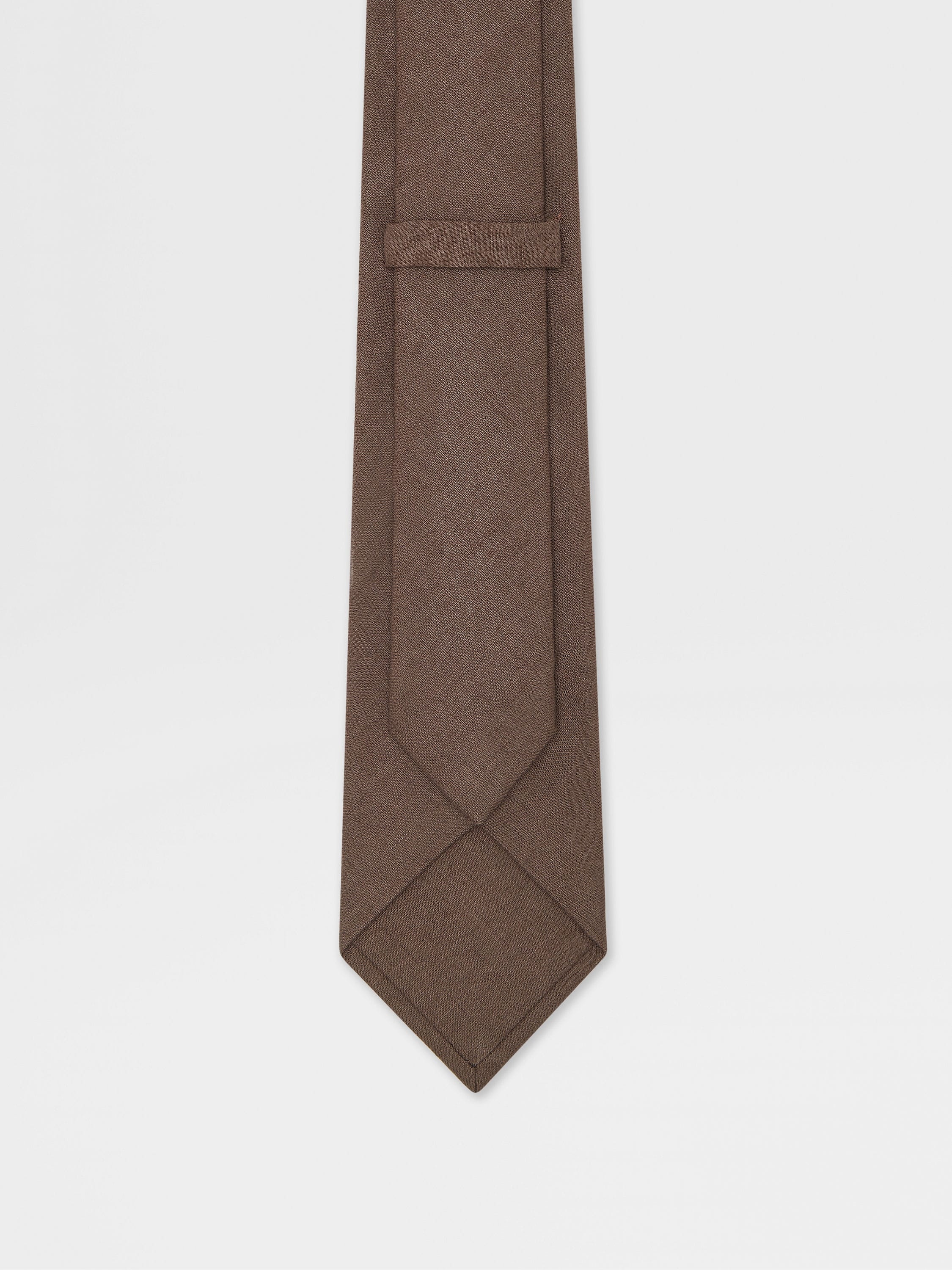 LIGHT BROWN LINEN TIE - 3