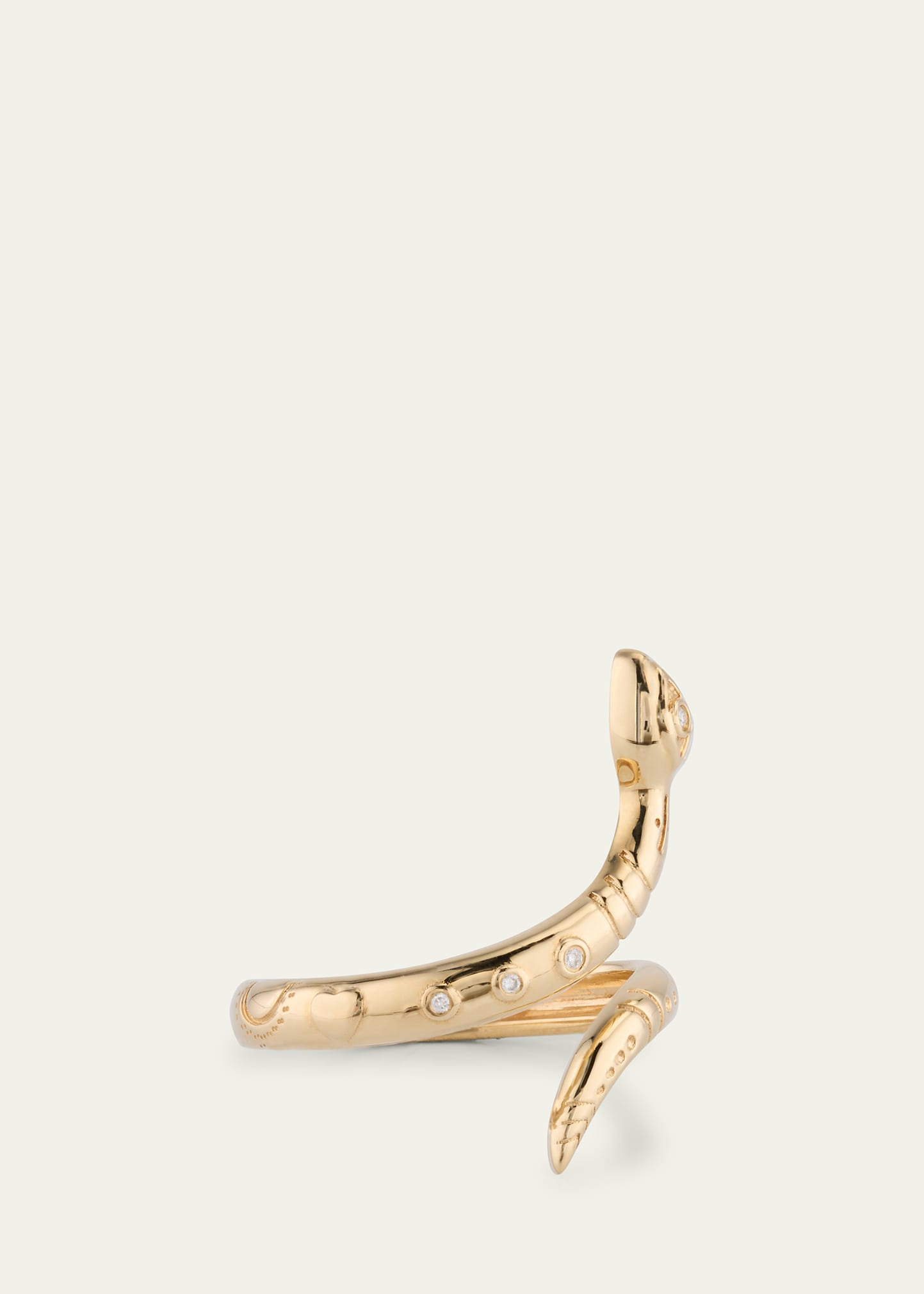14K Yellow Gold Wrap Snake Ring with Diamonds, Size 6.5 - 3