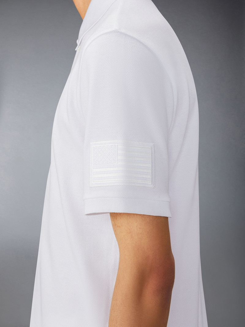 Flag-patch cotton polo shirt 5