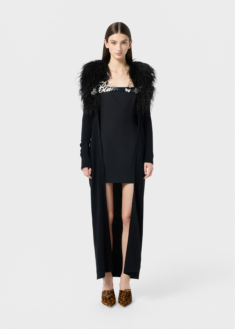 Blumarine LONG CARDIGAN WITH FAUX FUR COLLAR outlook