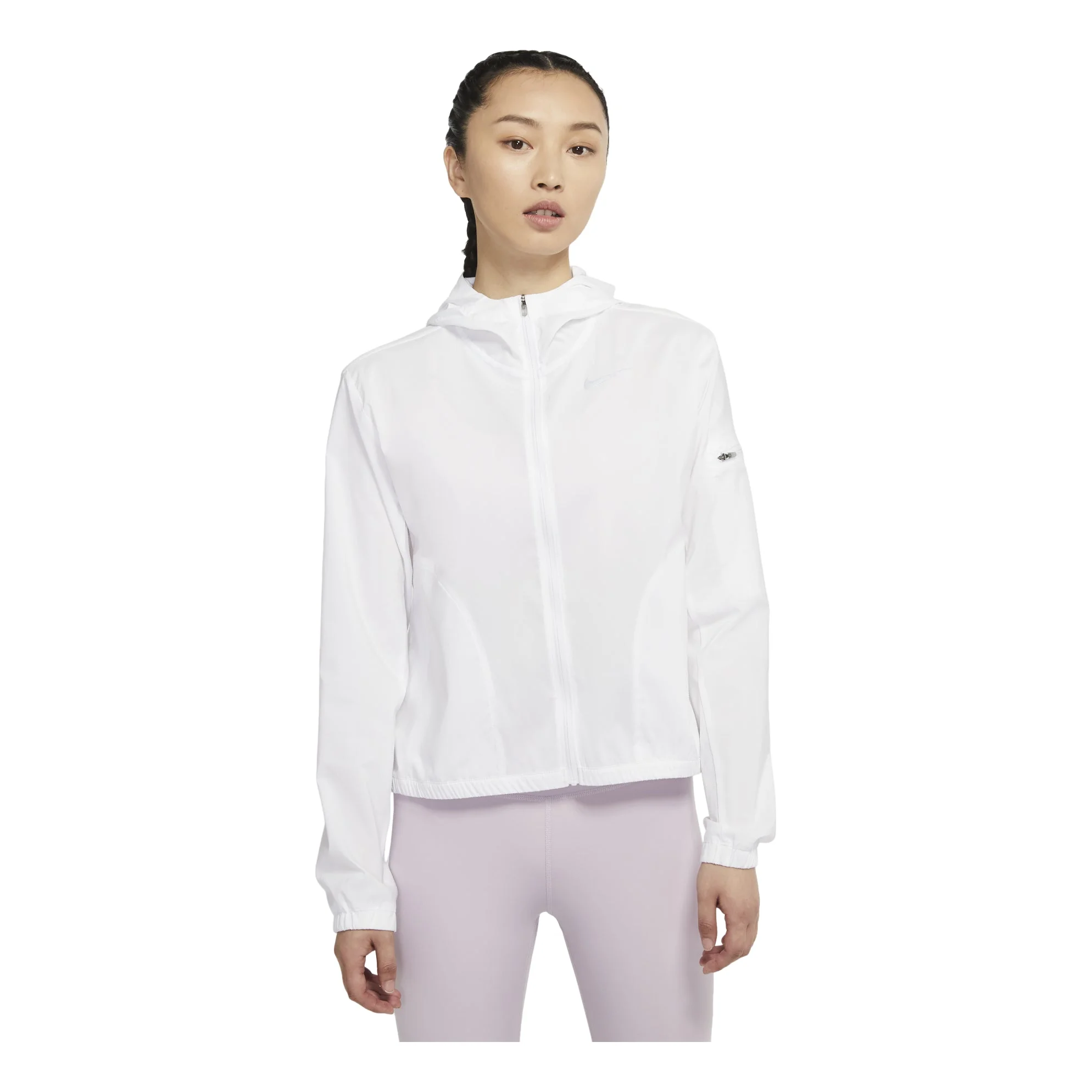 (WMNS) 나이키 작은 상표 단단한 색깔 두건 재킷 백색 DH1991-100 - 1