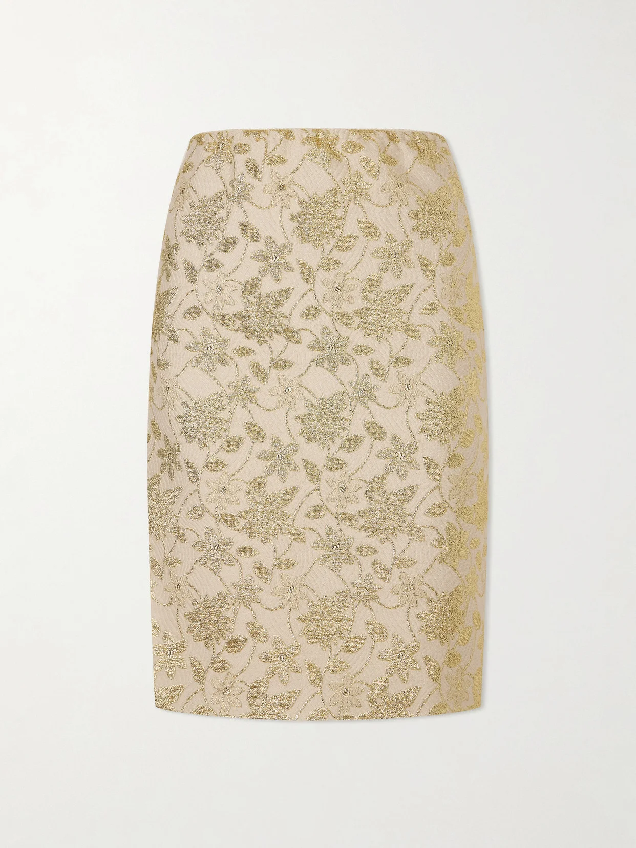 Floral-brocade Midi Skirt - 1