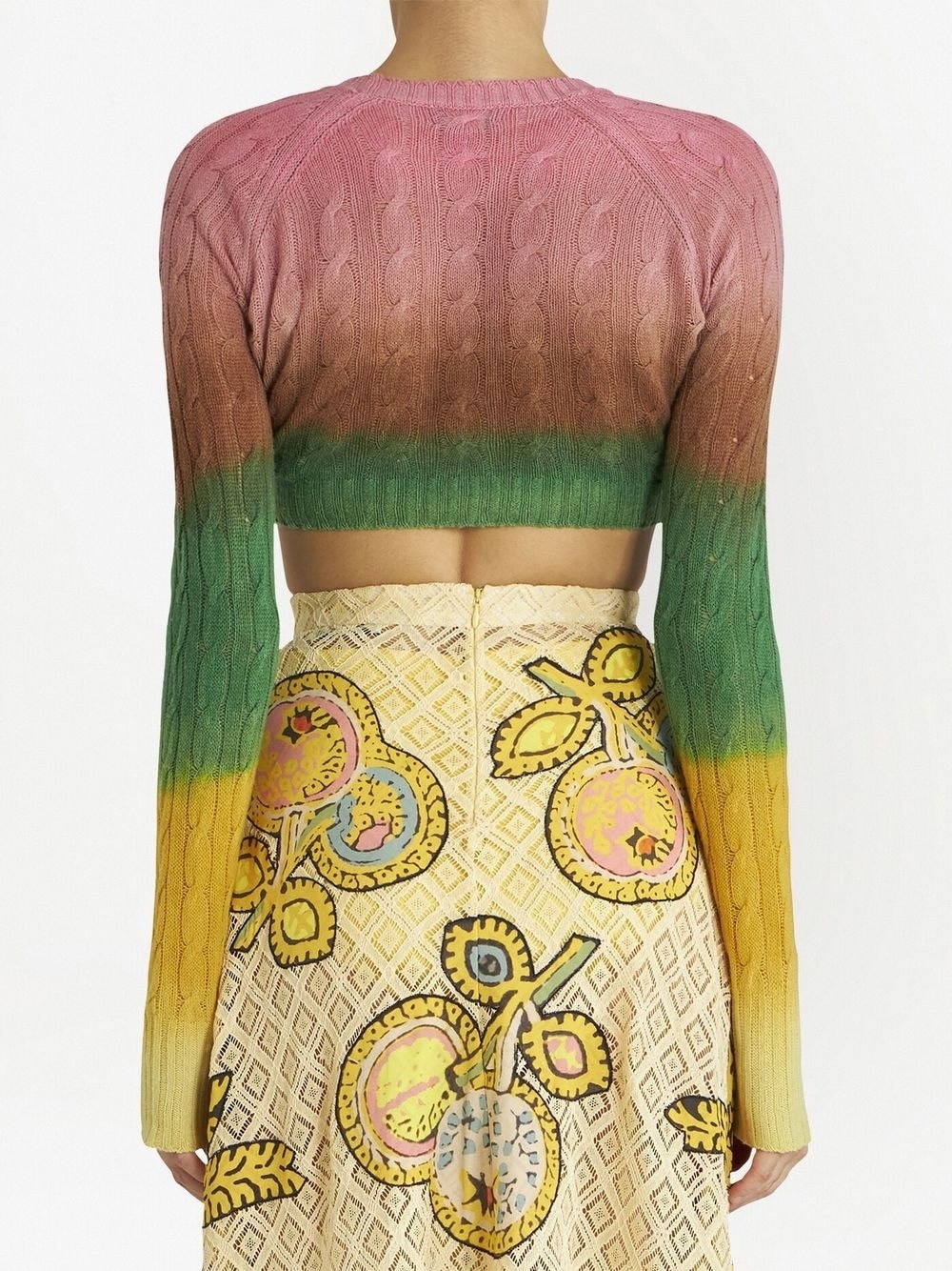 gradient cable-knit cropped jumper - 4