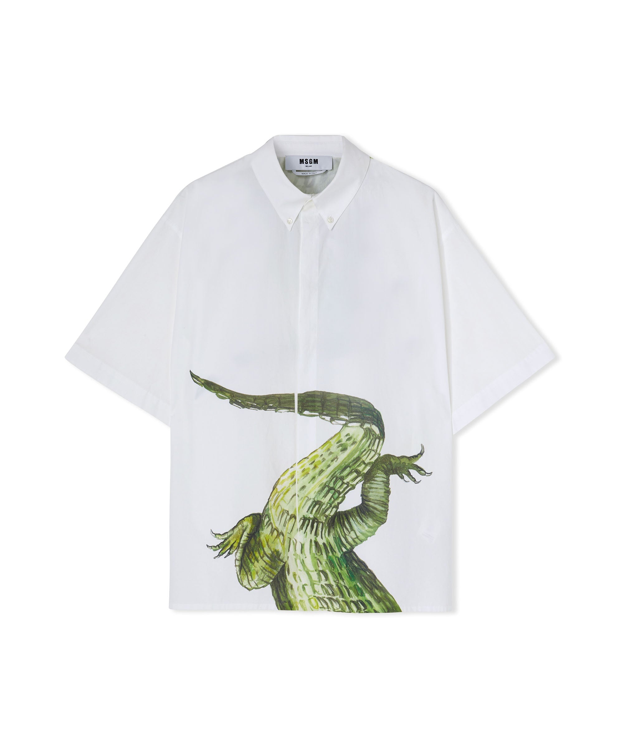 Organic poplin cotton shirt with "crocodile" print - 1