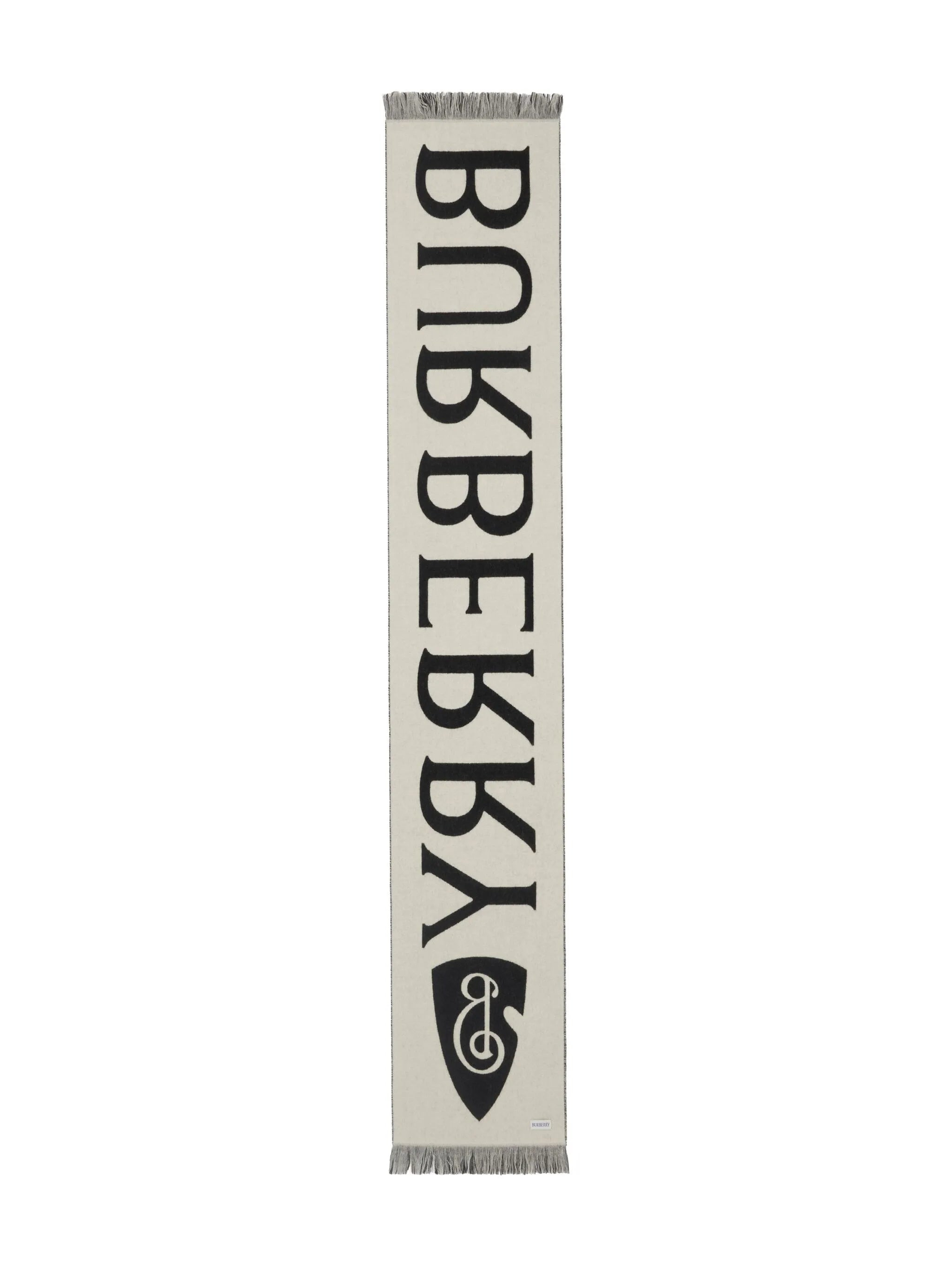 logo-jacquard wool scarf - 3