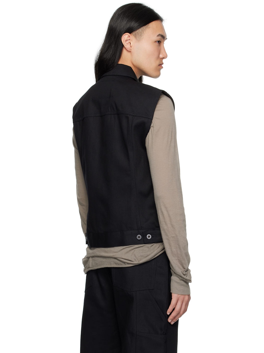 Black Hollywood SL Trucker Denim Vest - 3
