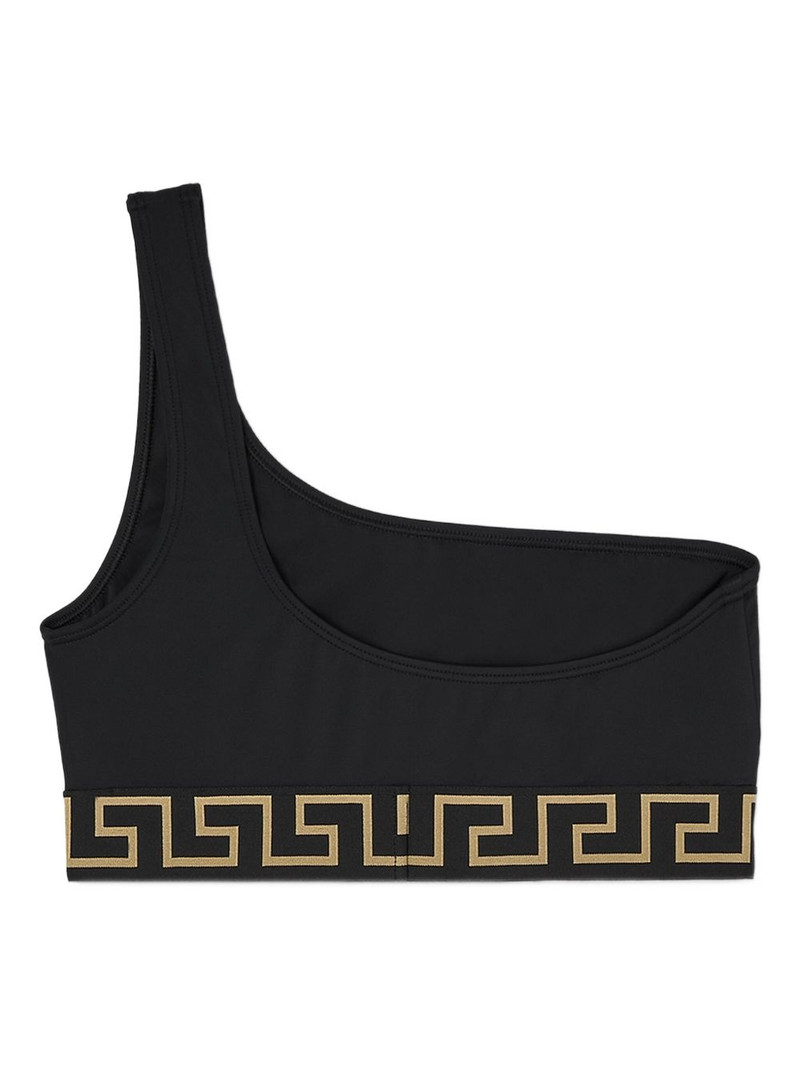 VERSACE Greca Border one-shoulder bikini top outlook