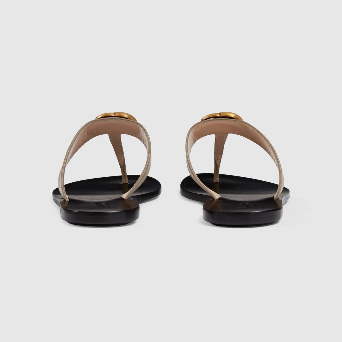 Leather thong sandal with Double G - 4