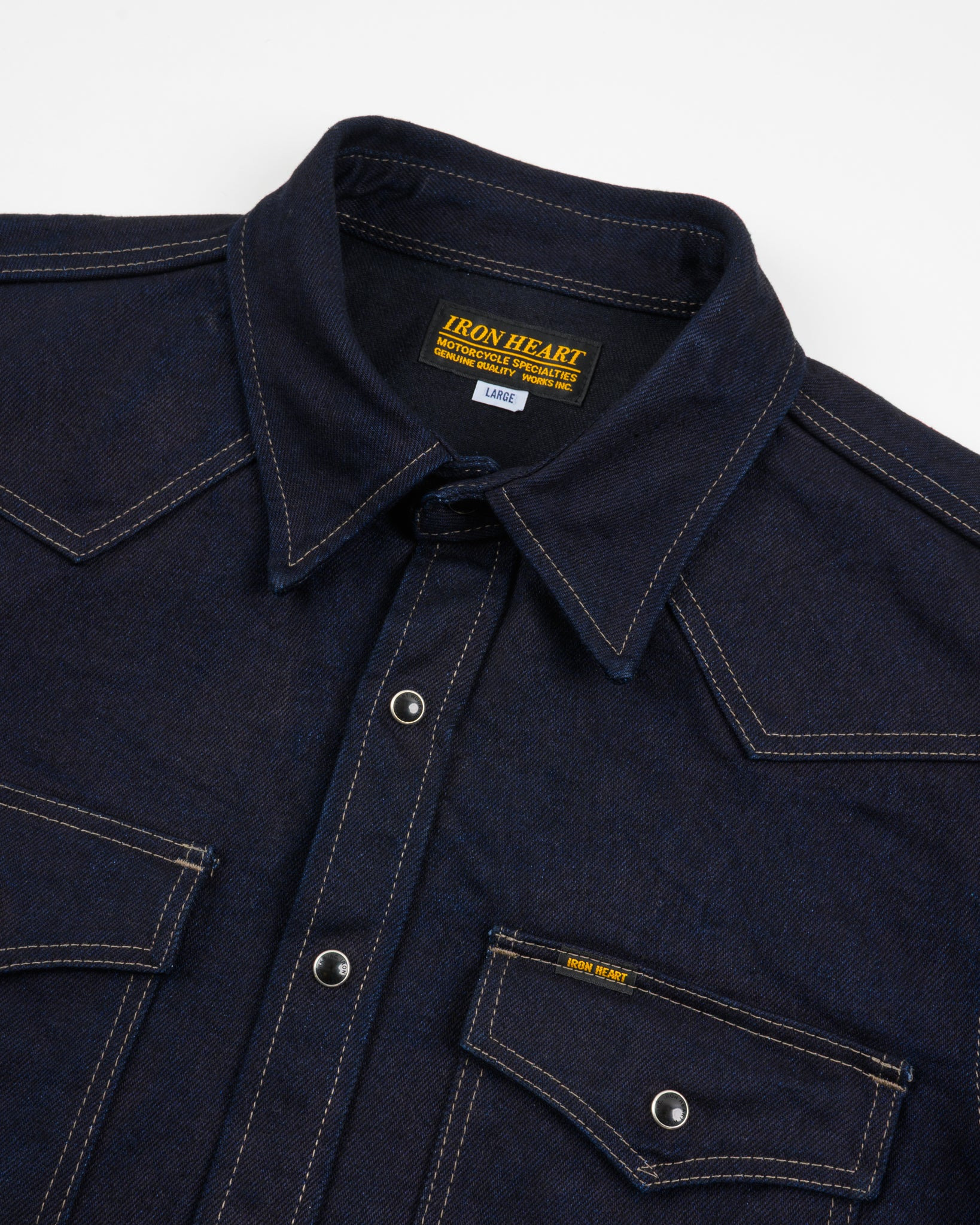 IHSH-295-IB 14oz Selvedge Denim Western Shirt - Indigo/Black - 6