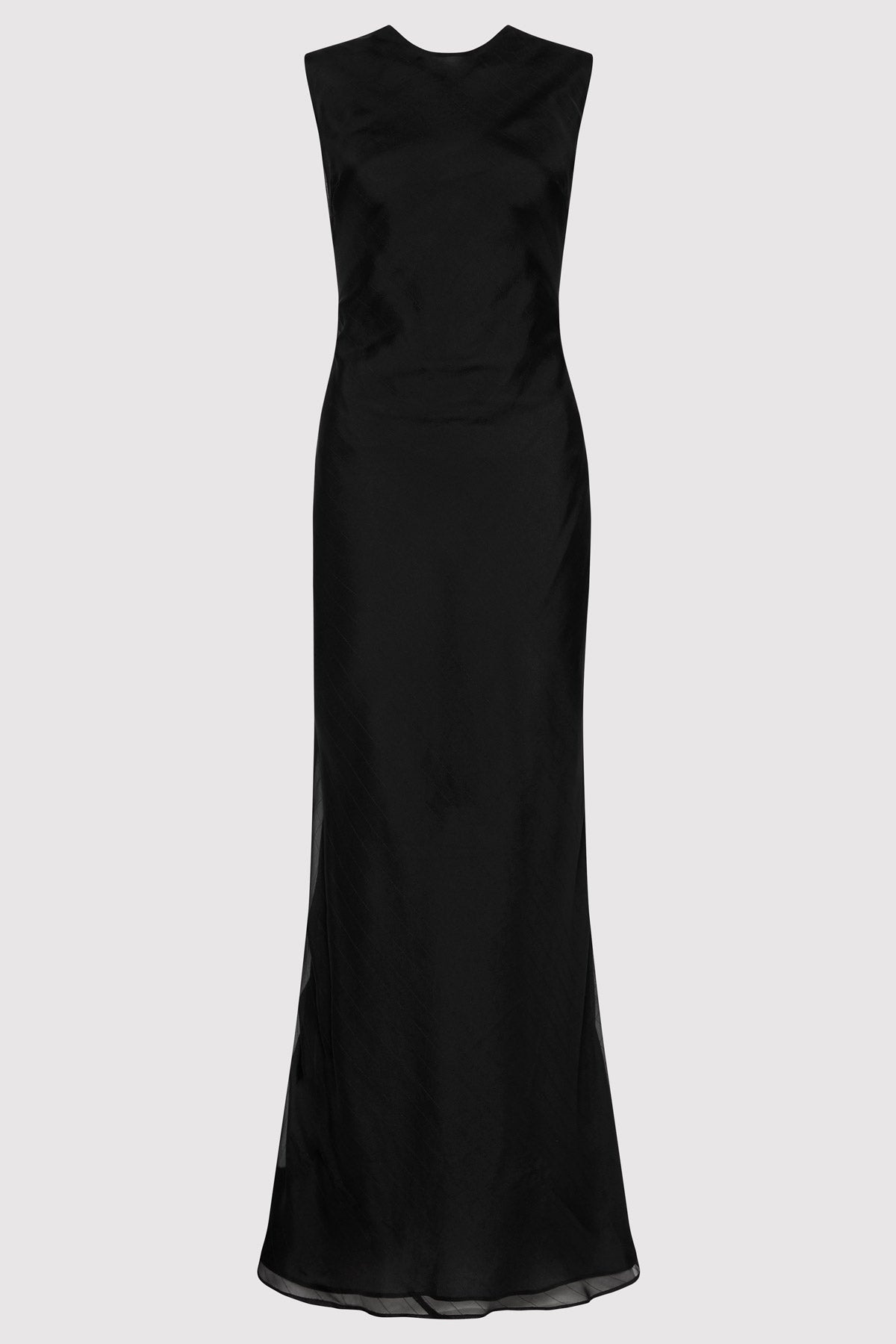 Pinstripe Silk Maxi Dress - Black - 1