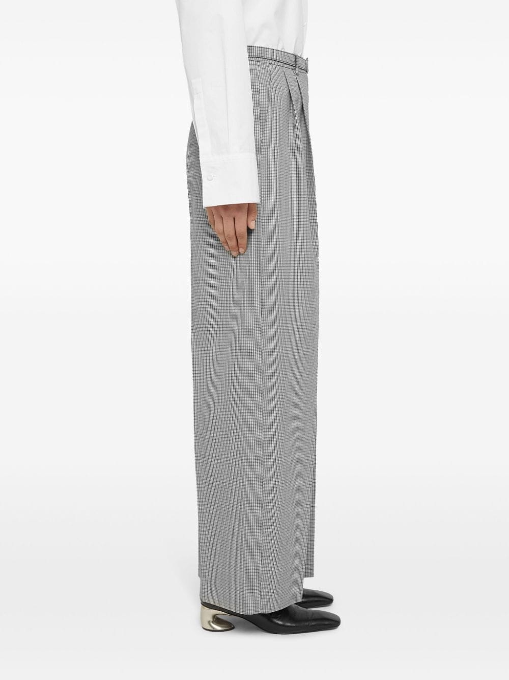 checked virgin-wool palazzo pants - 4