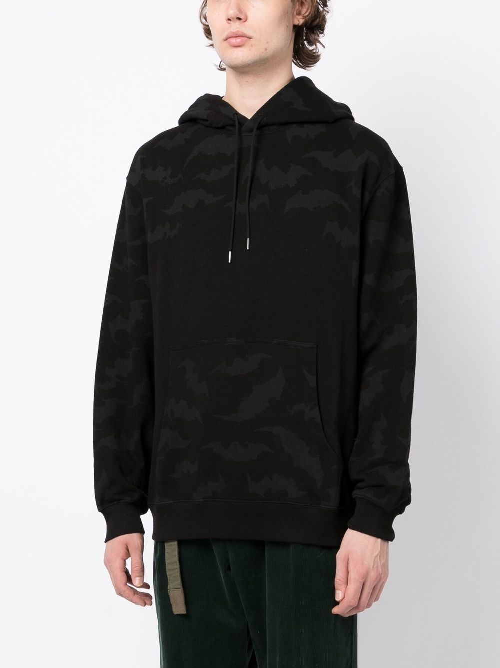 bat-print cotton hoodie - 3