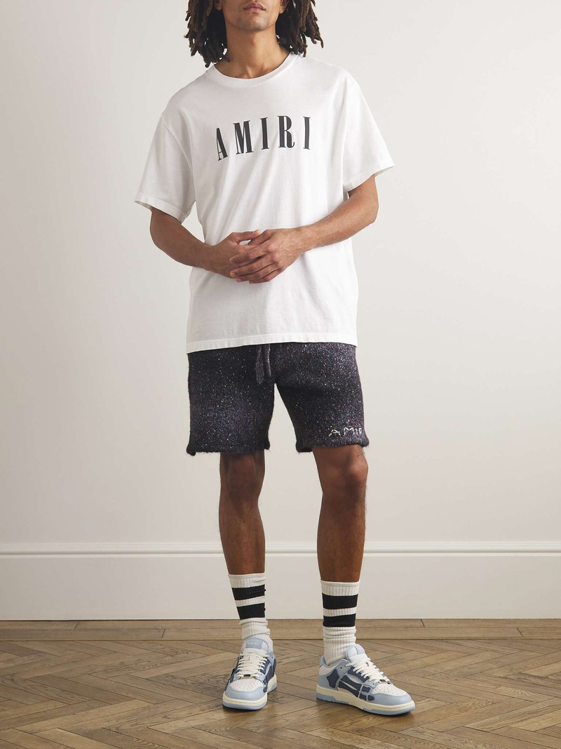 AMIRI Wide-Leg Embroidered Melangé Knitted Drawstring Shorts outlook