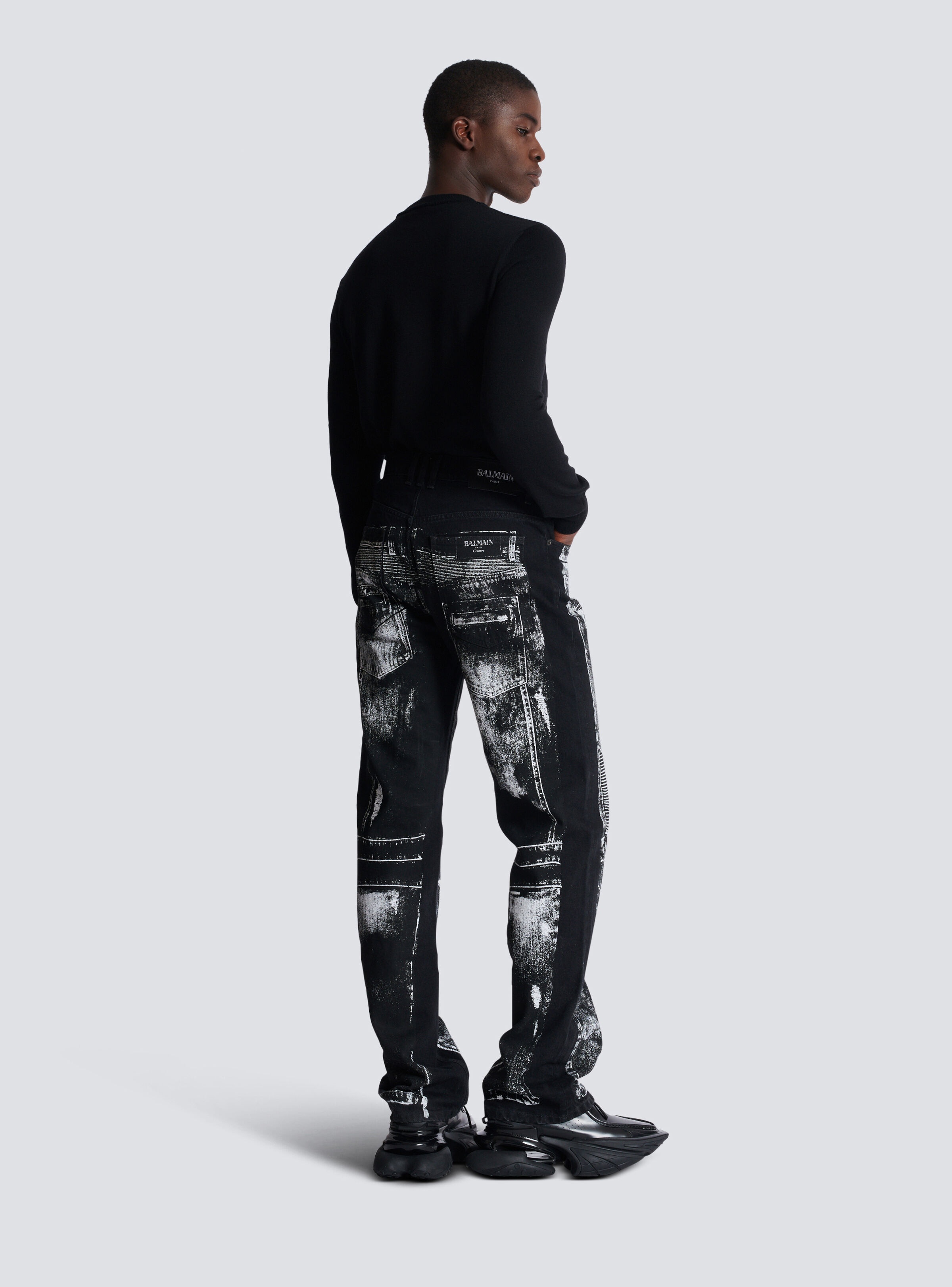 Loose-fit denim jeans with a biker print - 4