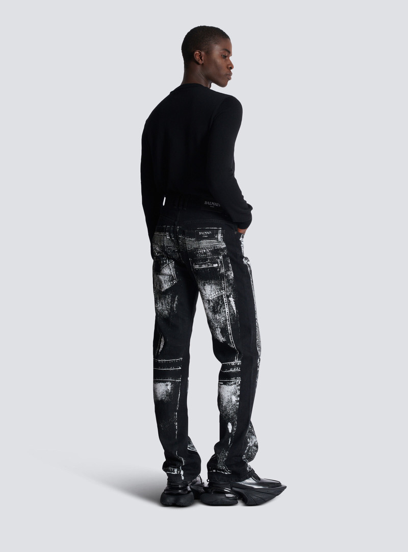 Loose-fit denim jeans with a biker print 4