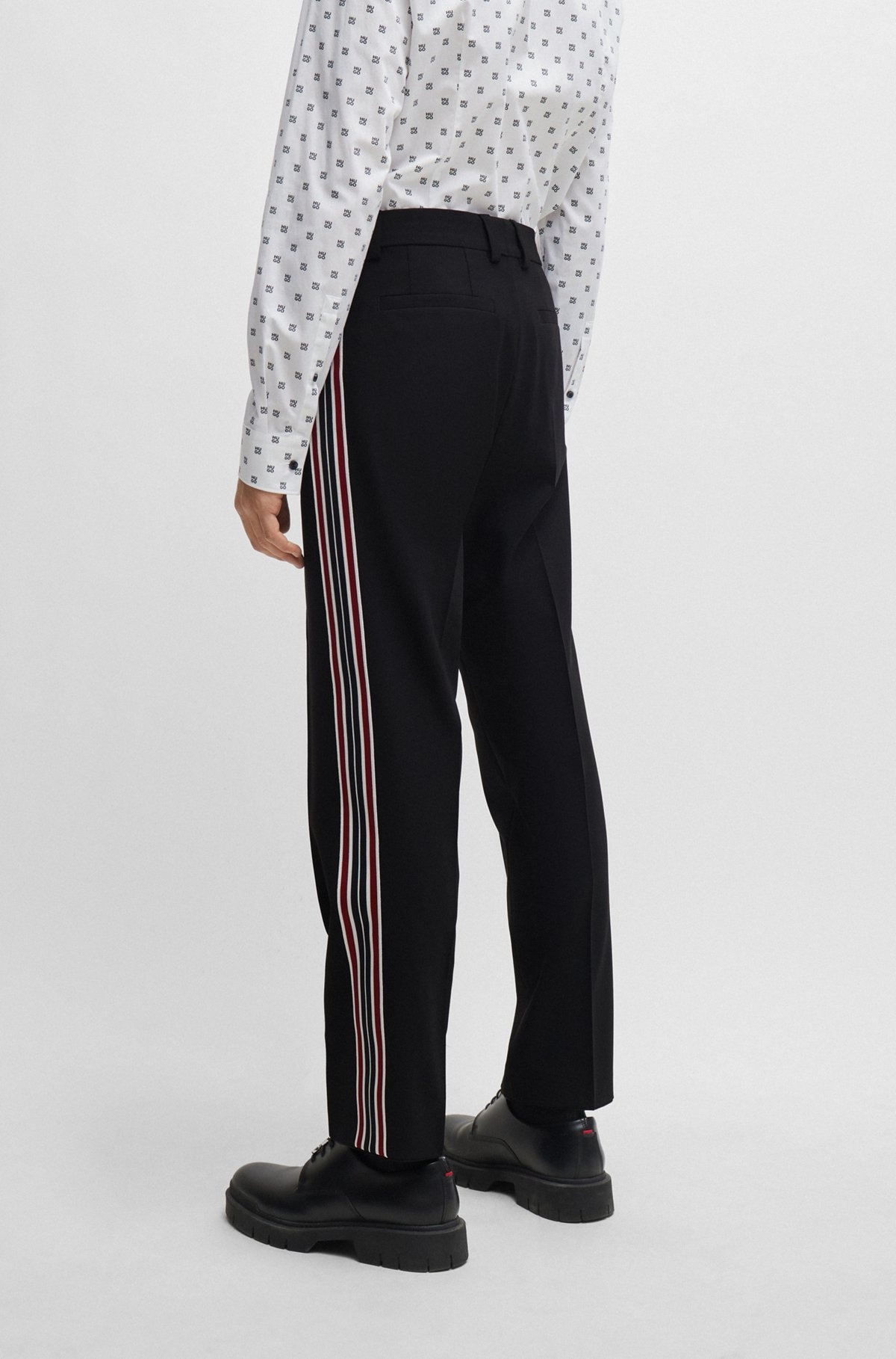 WOOL-BLEND SUIT WITH STRIPED-TAPE TRIMS - 8
