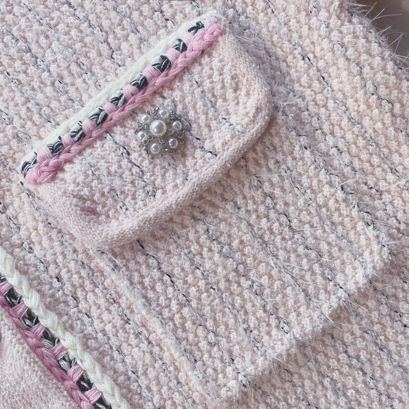 Pink Melange Knit Cardigan 5