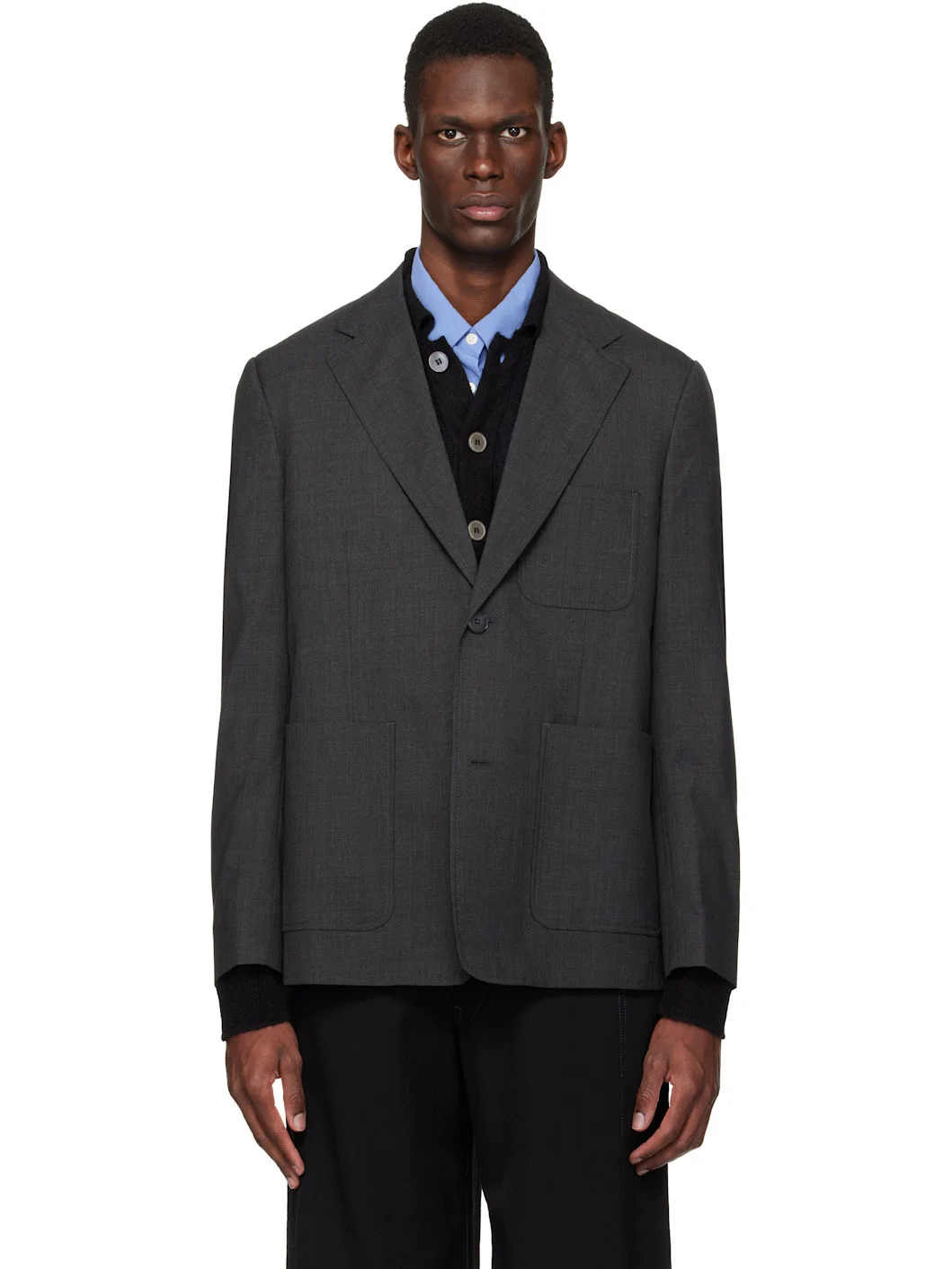Gray Patch Pocket Blazer - 1