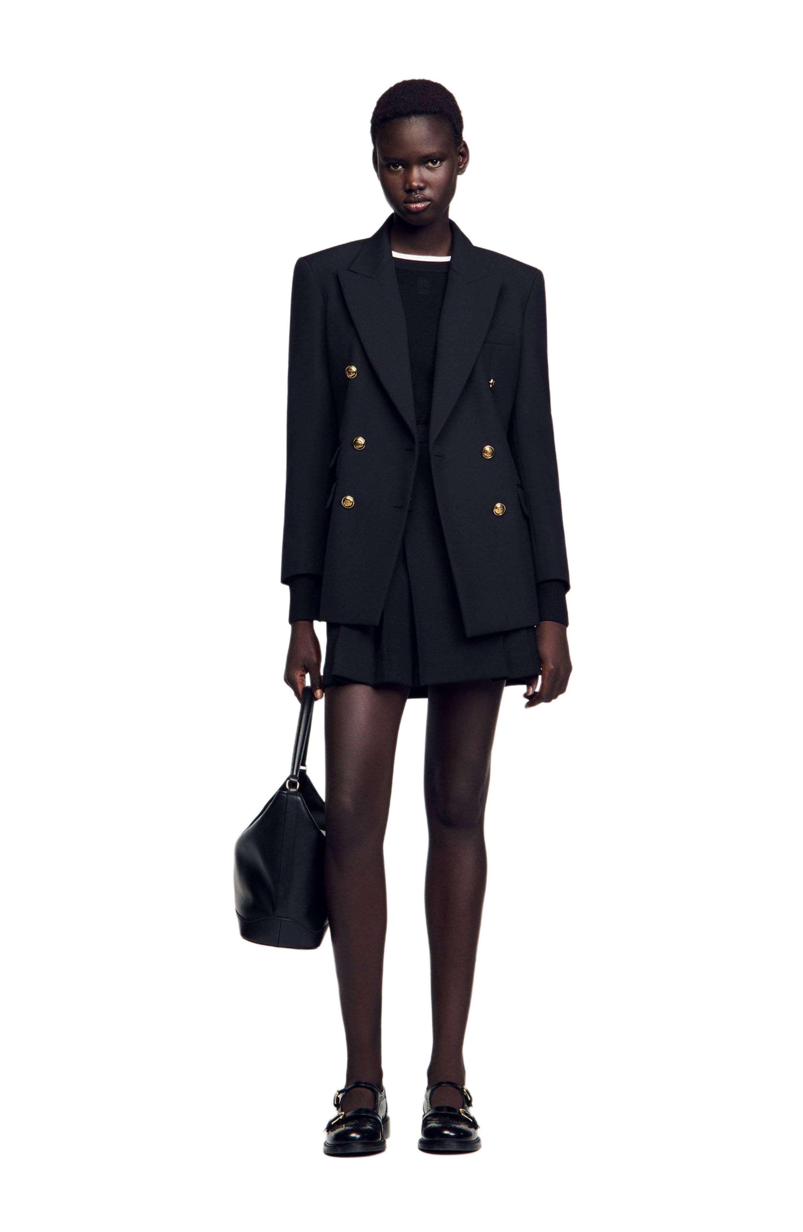 SANDRO Double-breasted suit jacket in Black at Nordstrom - 5