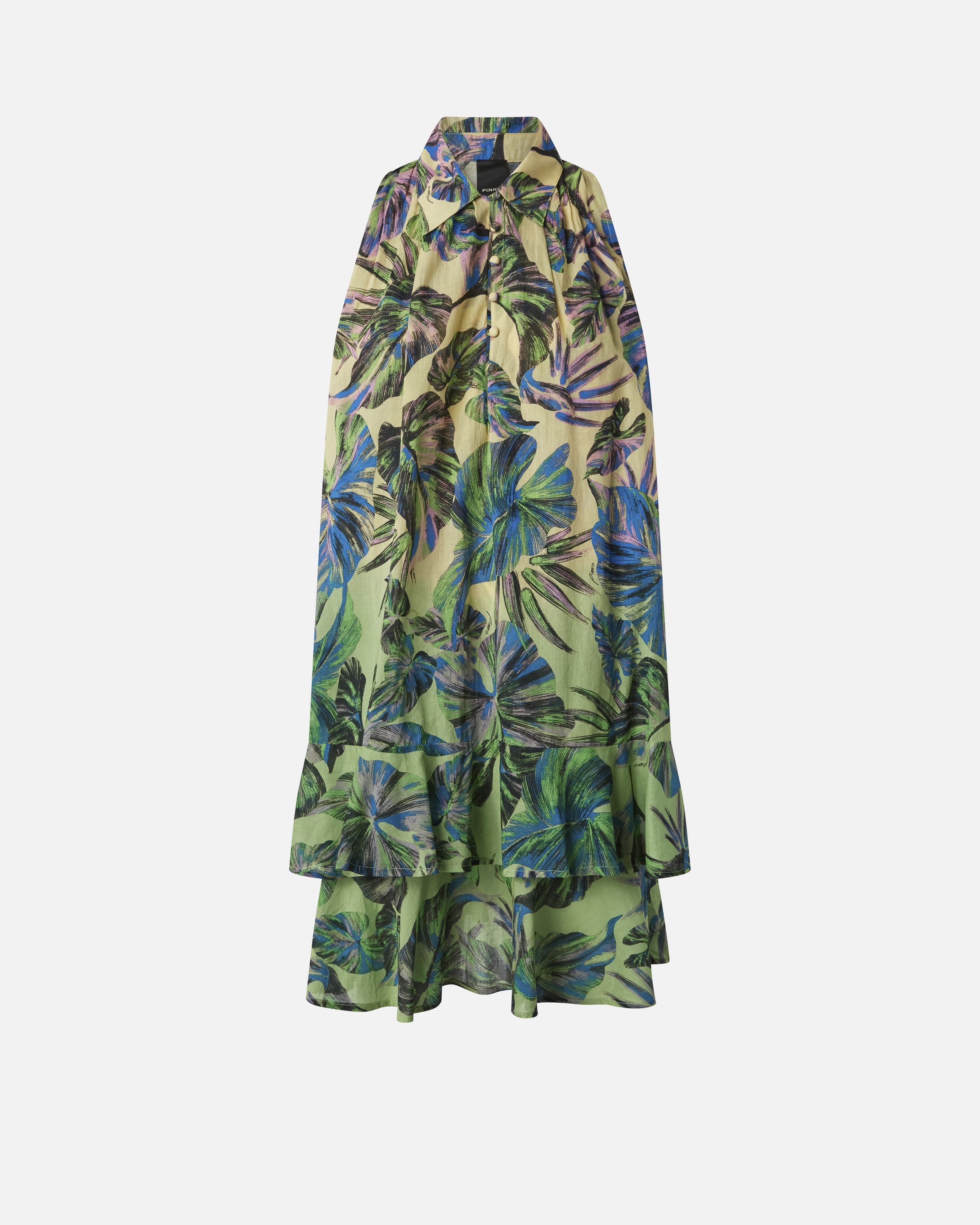 SLEEVELESS GRADIENT POLO DRESS WITH LEAF MOTIF - 1