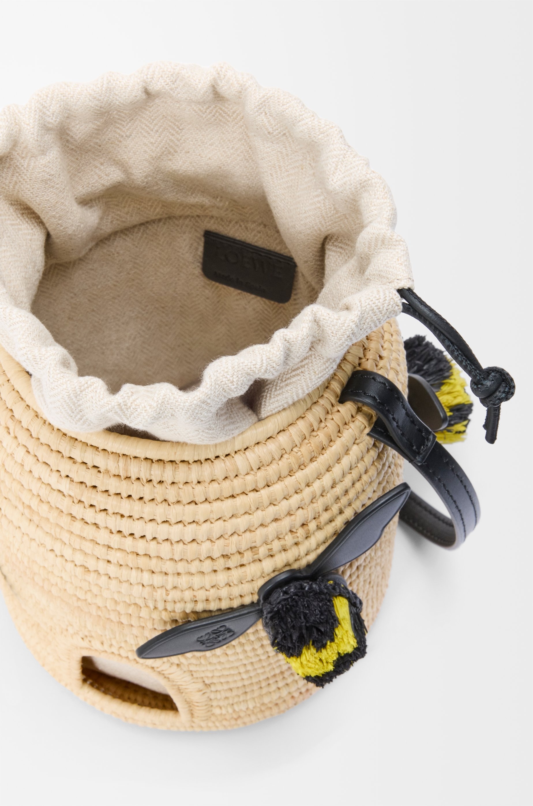 Beehive basket in raffia and calfskin - 7